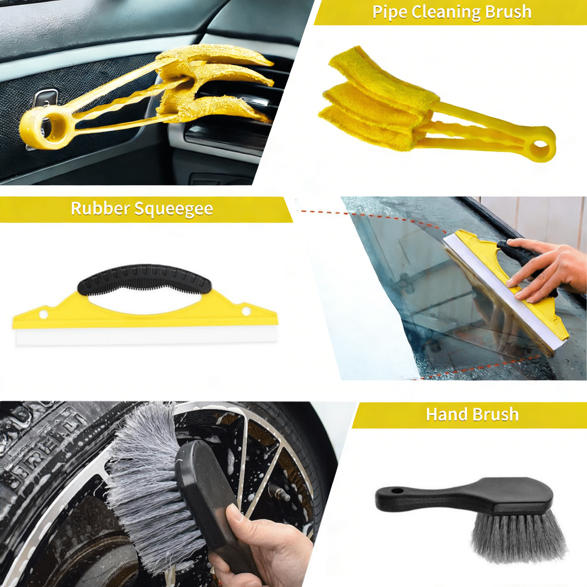 STORGENER 35-Piece Car Detailing Kit, Professional Auto Cleaning Brush Set for Interior, Exterior, and Wheels (Yellow, 35-Piece Set) 3zawh