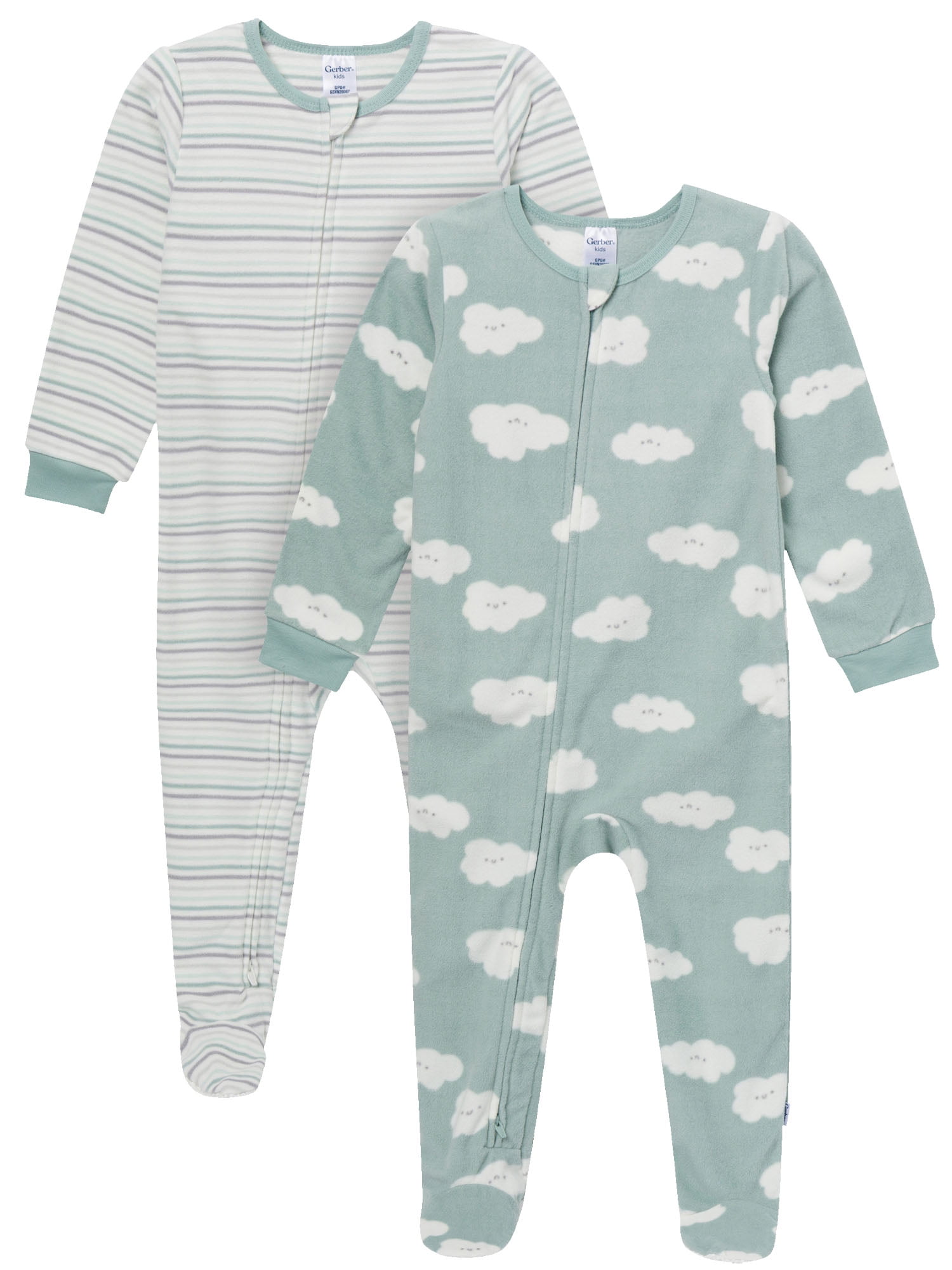 Gerber Baby and Toddler Microfleece Blanket Sleeper Pajamas (Neutral, 2-Pack, 0-3 Months to 5T) uvqk2