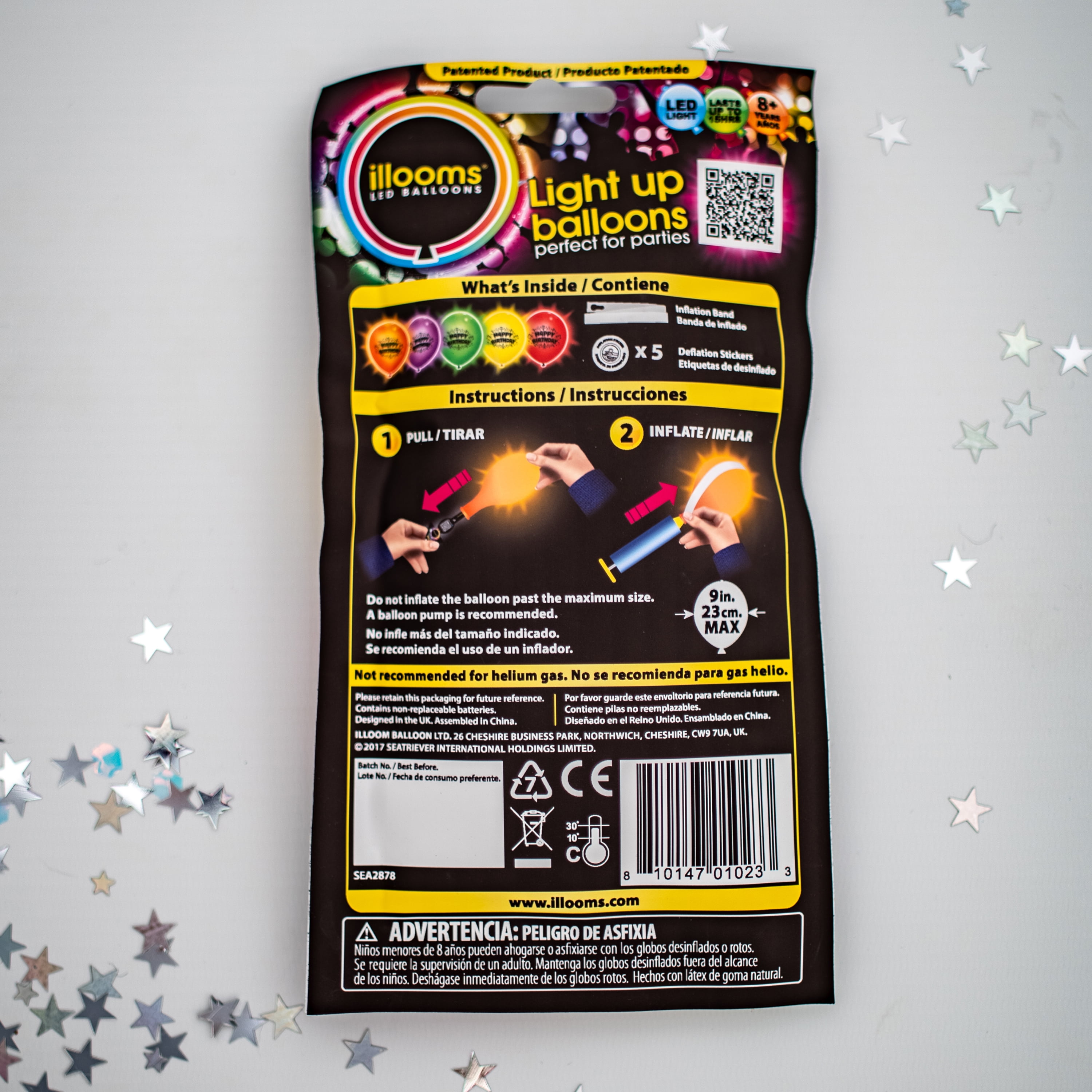illooms LED Light-Up Happy Birthday Latex Balloons (Mixed Colors, 5 Pack) lpzri