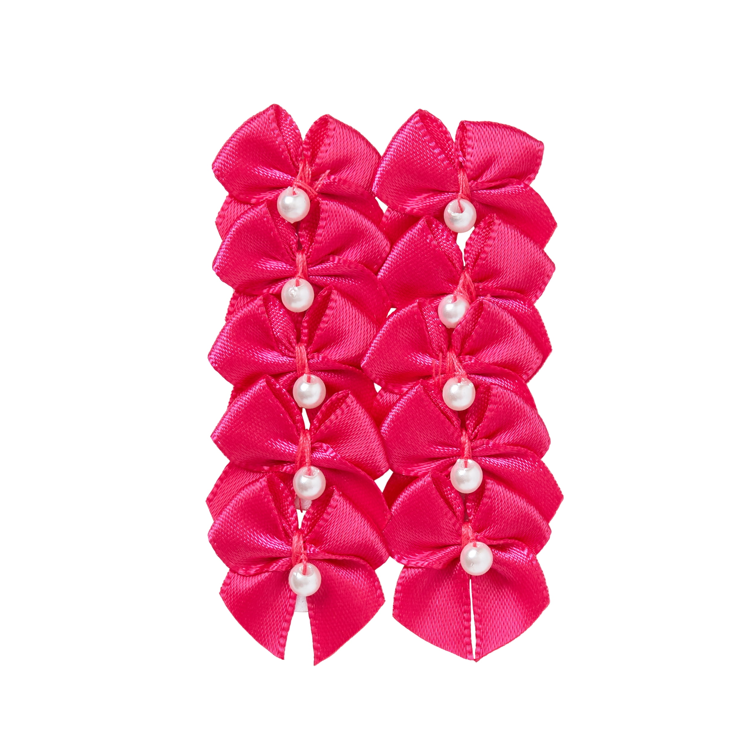 Offray 2-Loop Bow with Pearl Accessory for Crafts and Hair Clips (Hot Pink, 0.625 in, 40 count) bwxi2