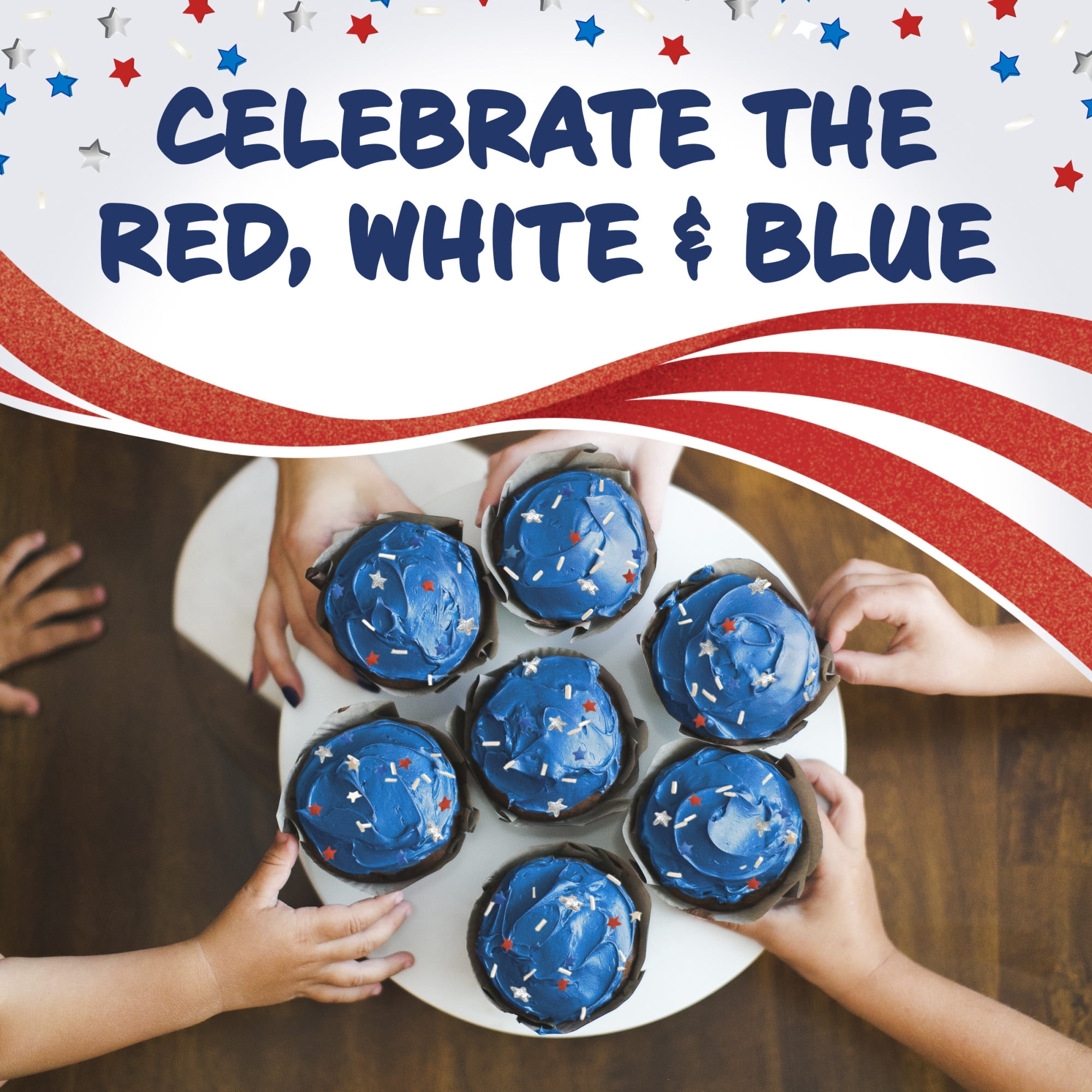 Pillsbury Funfetti Stars and Stripes Vanilla Frosting with Sprinkles (Blue, 15.6 oz) nmtoo