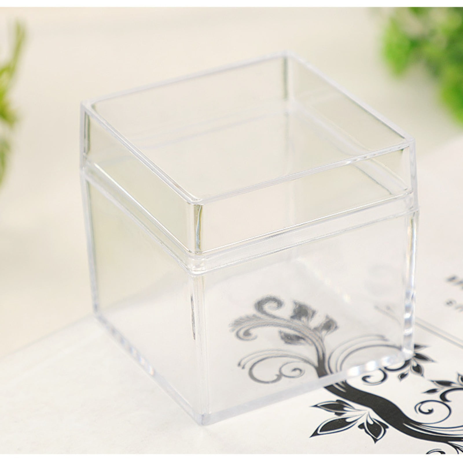 JingChun Transparent Square Storage Box with Lid for Jewelry and Candy (Clear, 12 Pack) naart