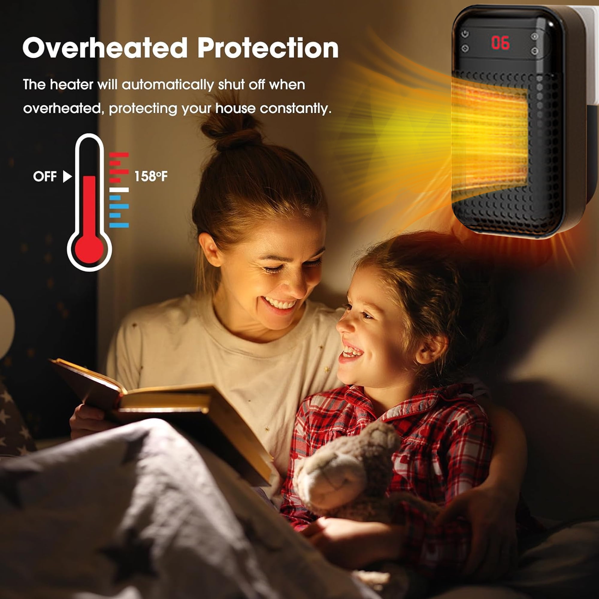 MUSICOZY Portable Electric Wall Space Heater with Adjustable Thermostat and Timer (Black, 500W) nlhj5
