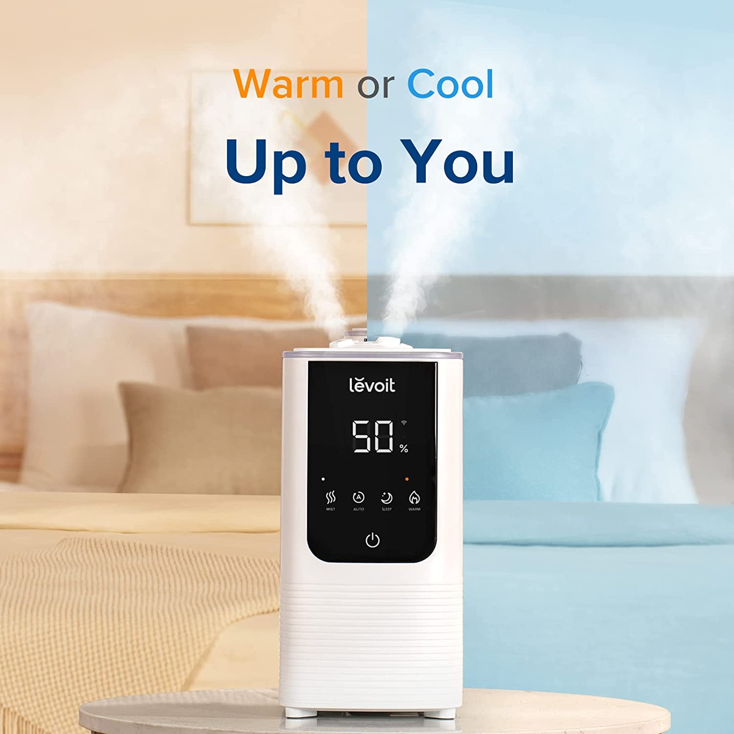 Levoit OasisMist Smart Cool and Warm Mist Humidifier with Aromatherapy (White, 1.19 gal) 04cqh