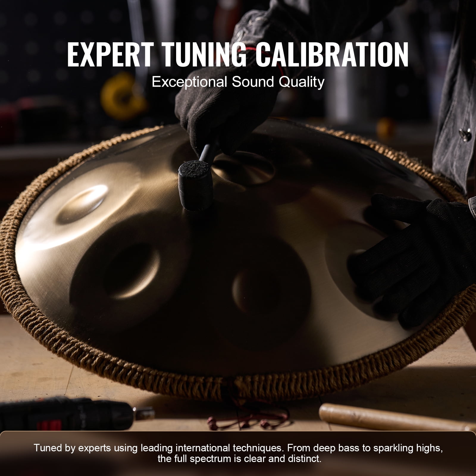 VEVOR Handpan Drum, 10 Notes D Minor Steel Percussion Instrument with Stand, Mallets, and Carry Bag (22 in) c4rm0