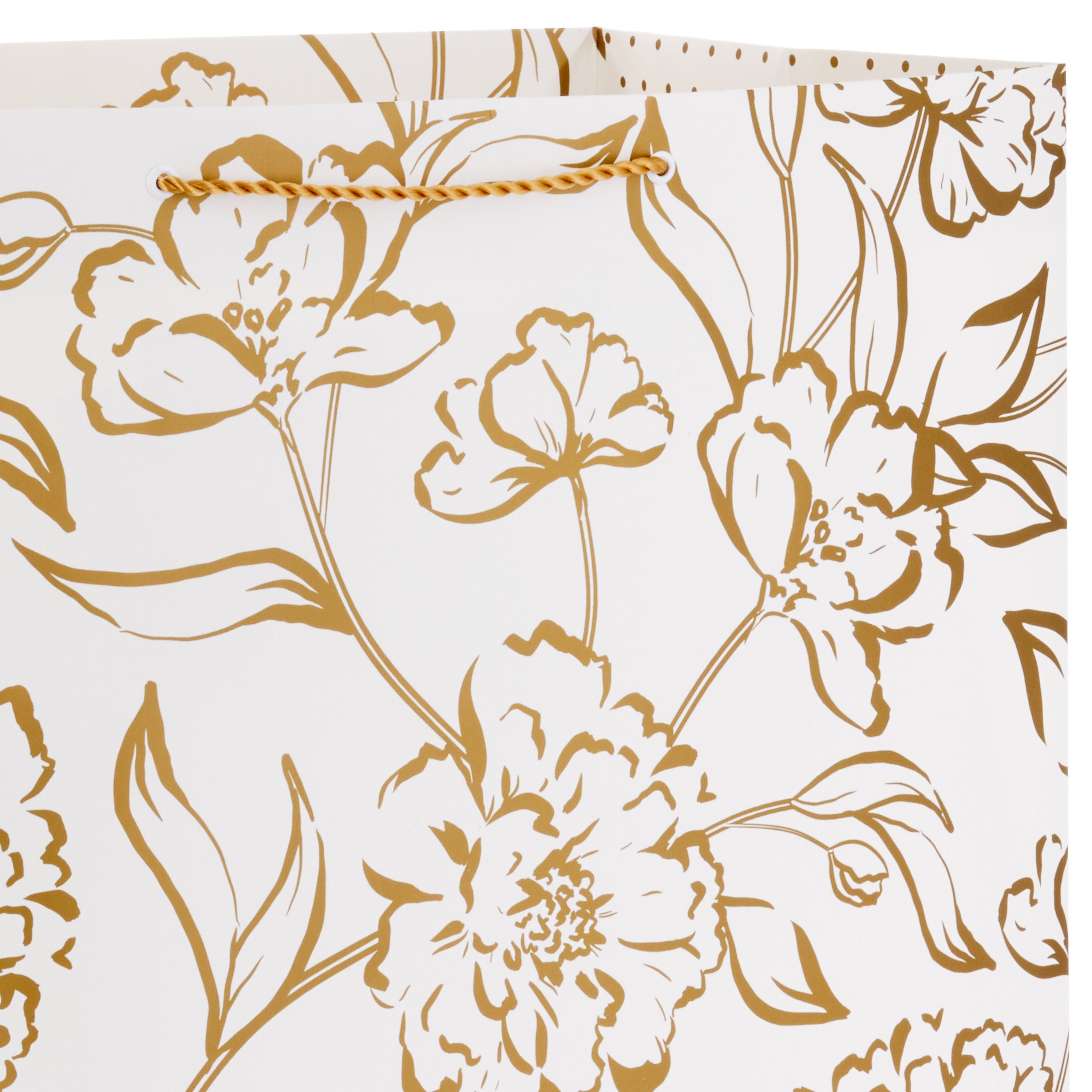 Hallmark Jumbo Floral Gift Bag, Heavy-Duty Paper Present Carrier with Satin Ribbon Handles (Gold, 21.5 in x 19 in x 10.5 in) wz8d4