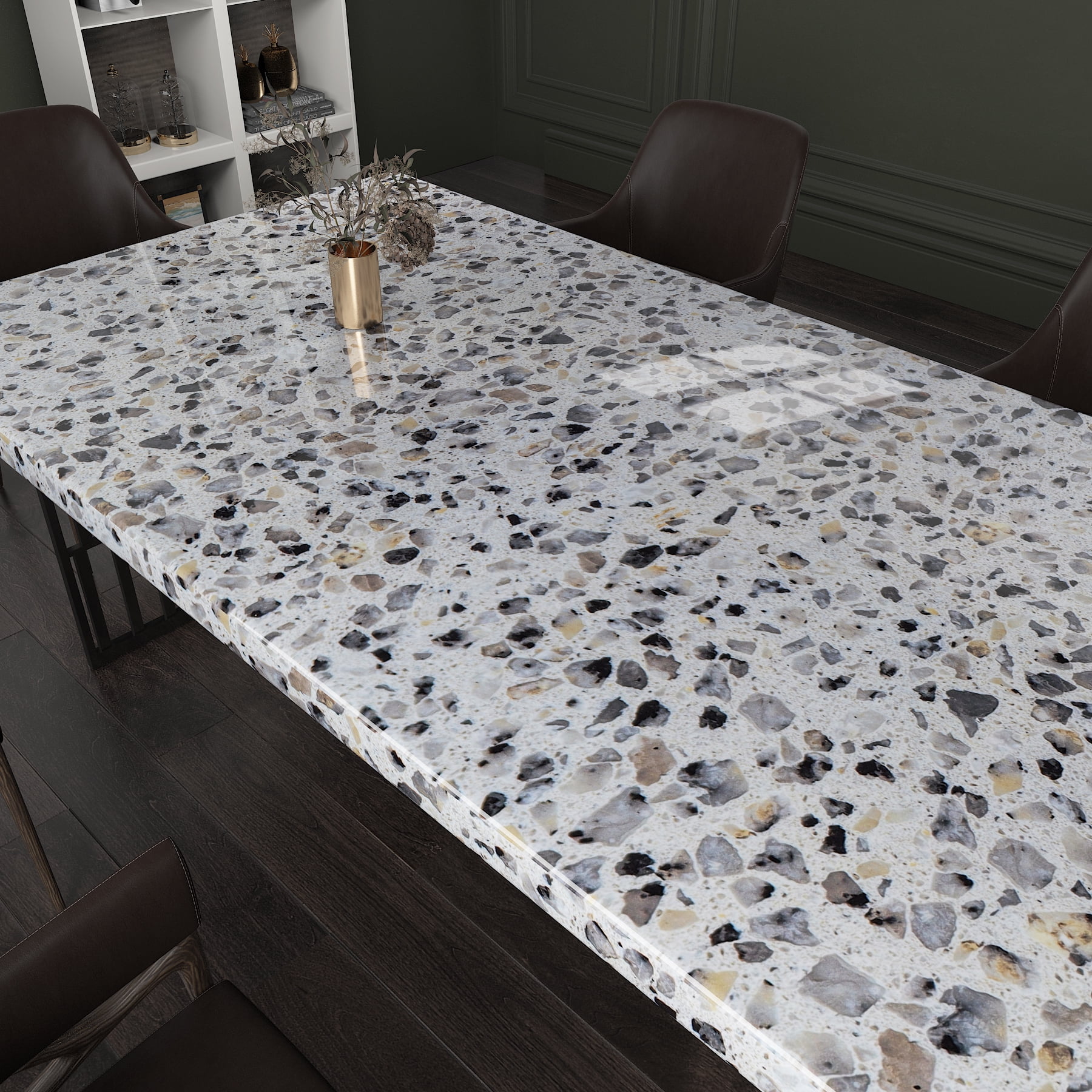 A-b-cil Terrazzo Contact Paper Peel and Stick Wallpaper for Kitchen Countertops and Furniture (Grey, 78 in x 15.8 in) 00hot