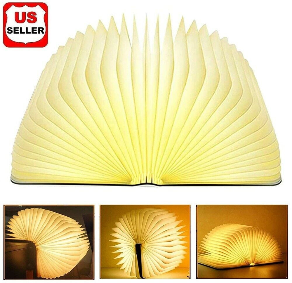 Glam Hobby Wooden Book Lamp Folding Portable LED Desk Light (Brown, 8 in) 3l4wm