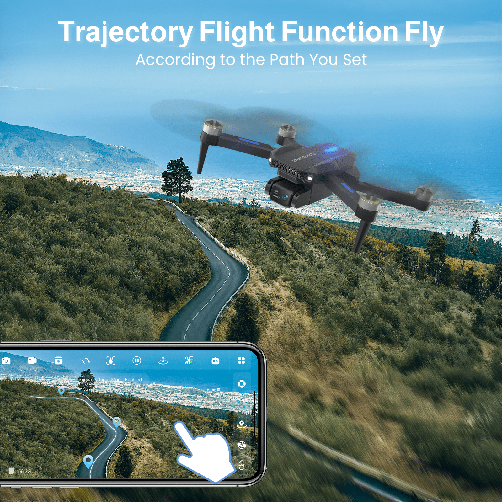 SNAPTAIN S5C WiFi FPV Drone with 720P HD Camera, Voice and Gesture Control, RC Quadcopter for Beginners (Black, 13.4 x 13.4 x 3.7 in) 469i8