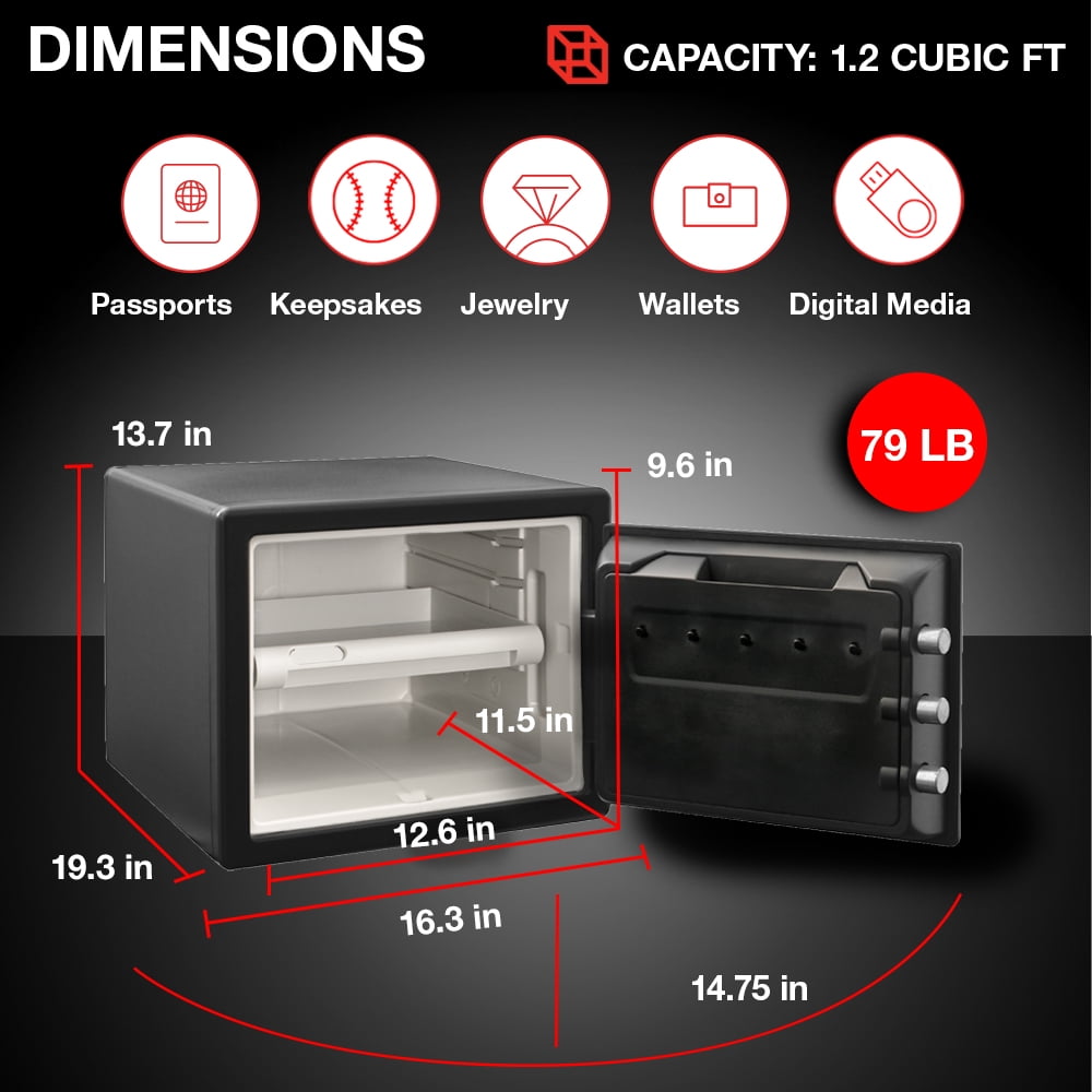 SentrySafe SFW082ET Fire-Resistant and Waterproof Digital Security Safe (Black, 0.82 cu. ft.) azkhp