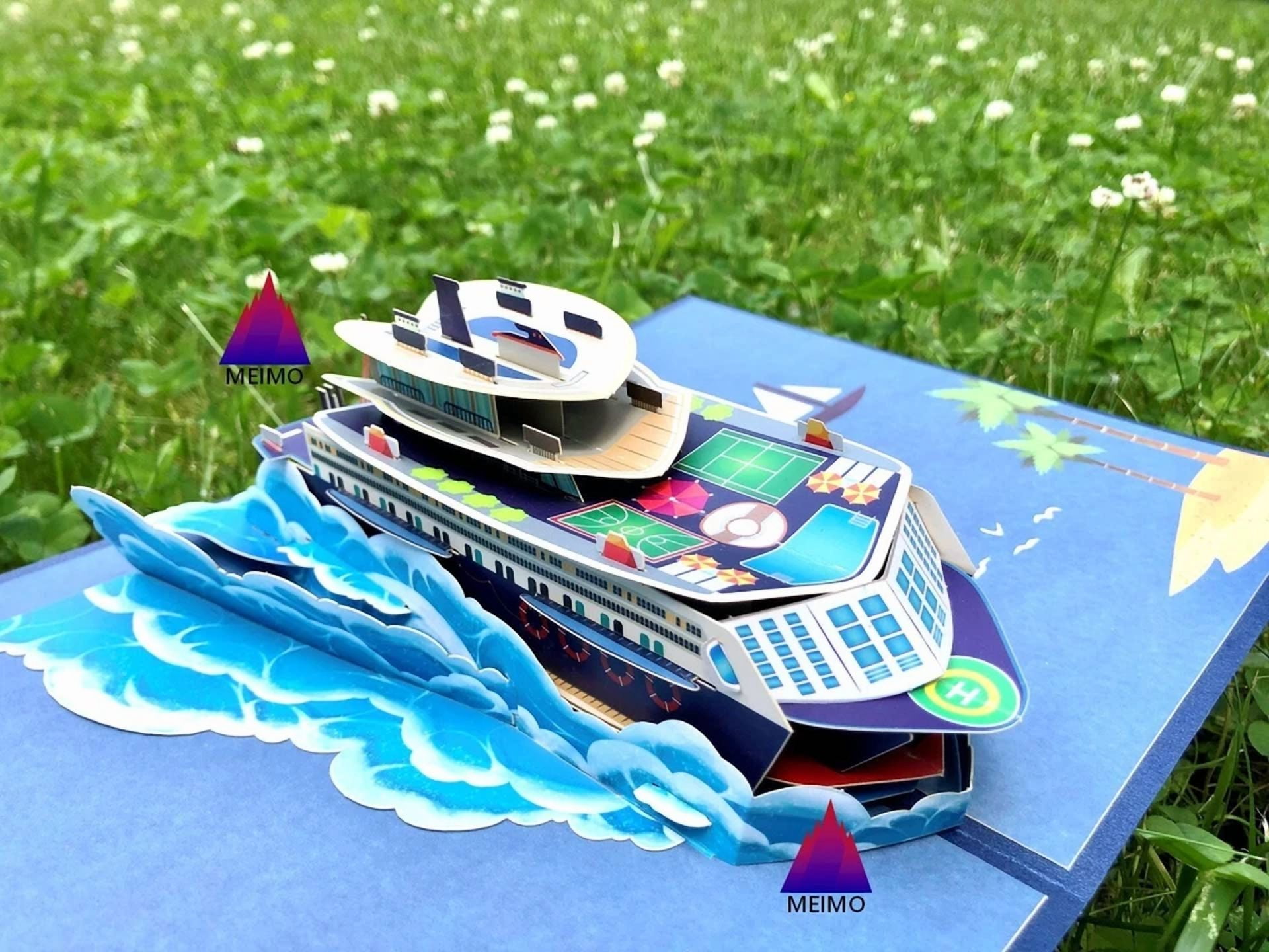 VAULT 3D Pop Up Greeting Card Cruise Ship Ocean Theme for Birthday Vacation (6 in x 6 in) rh9ql