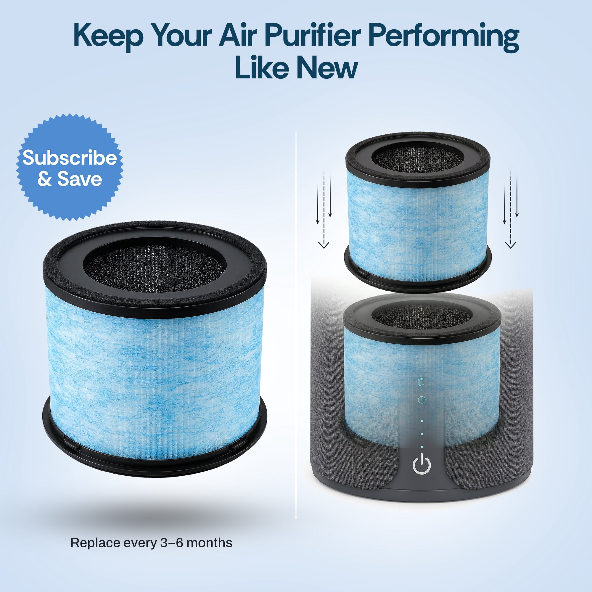 Miko Replacement Air Purifier Filter for Ibuki and Ibuki 2.0 (1 Pack) t2o2v