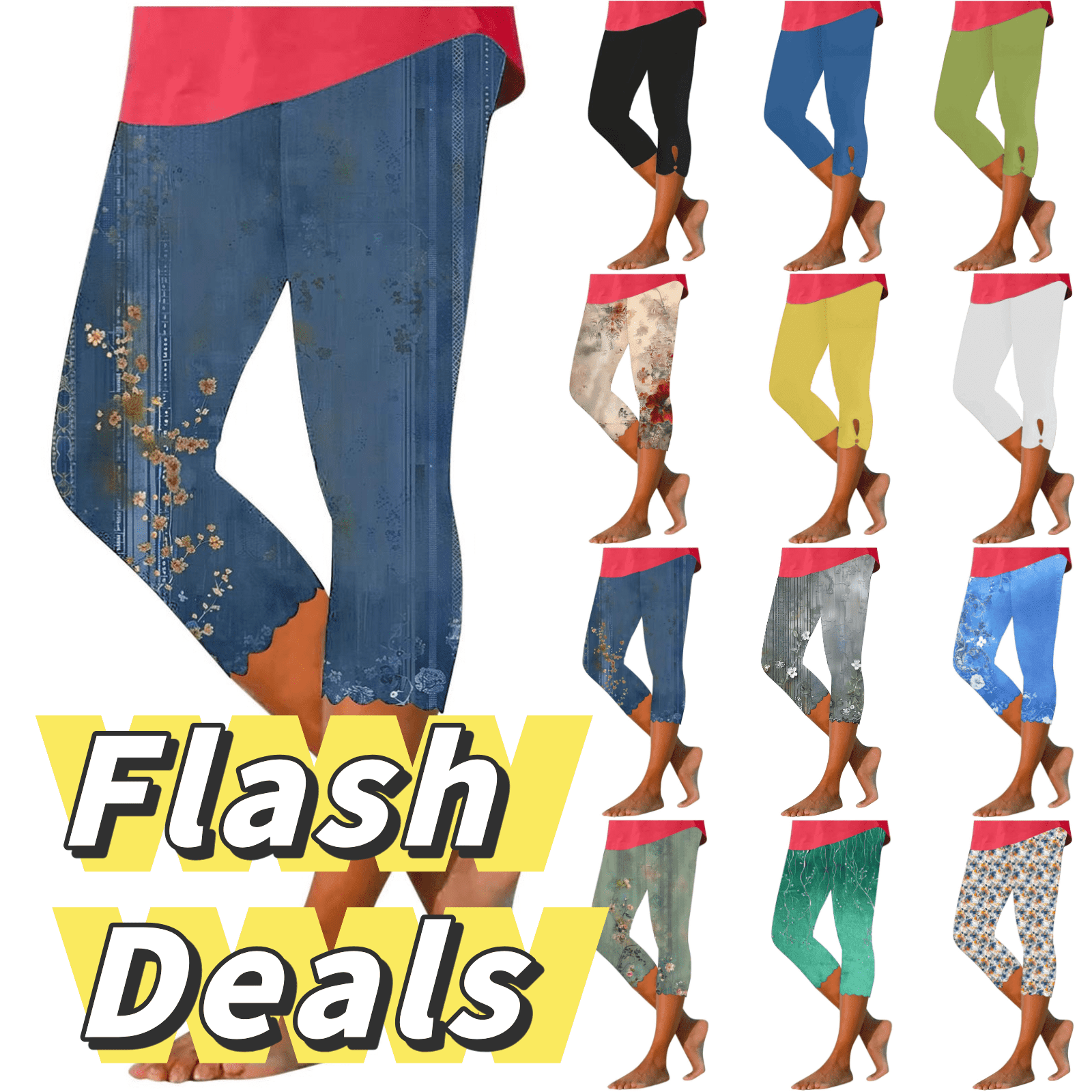 Maqroz Womens Capri Leggings High Waisted Workout Yoga Pants with Pockets (Blue, L) 5rmhw