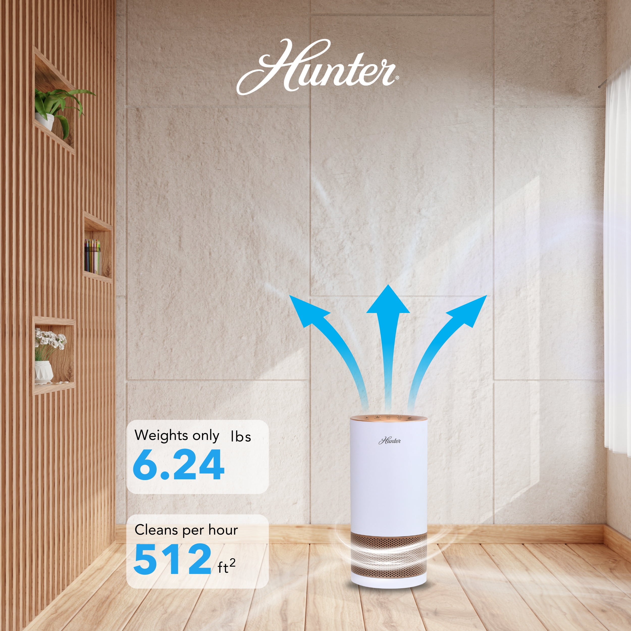 Hunter HP450UV True HEPA Air Purifier with EcoSilver Pre-filter (White) c2rww