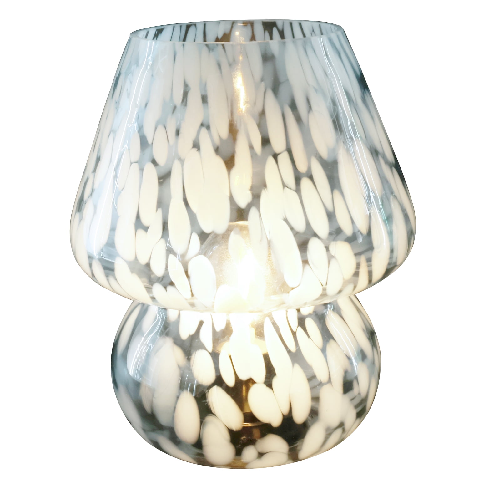 Urban Shop Mushroom Table Lamp, Tortoise Glass Accent Light (Blue, 8 in) 7tahg