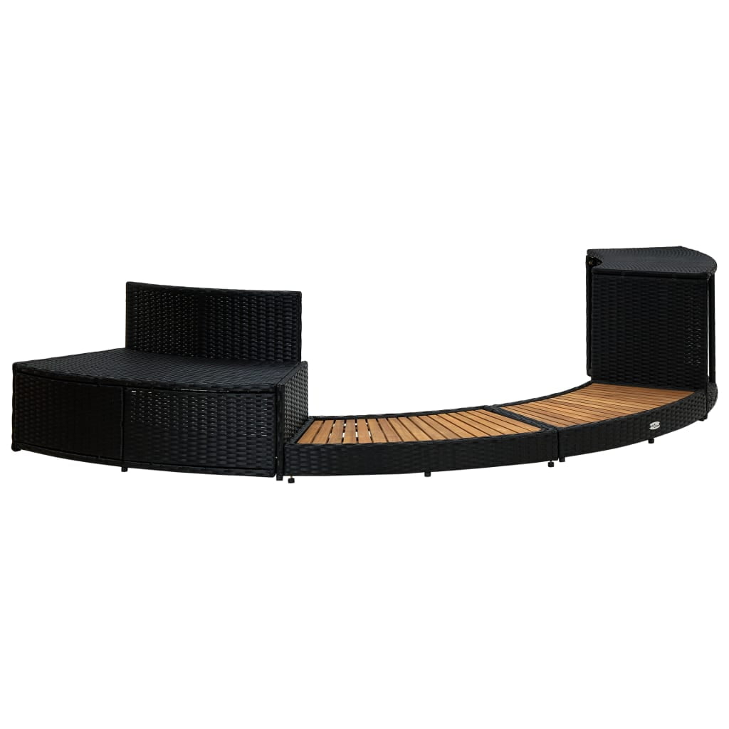 vidaXL Spa Surround Furniture Set with Poly Rattan and Acacia Wood (Black, 113.8 in x 48.8 in x 22 in) wllza