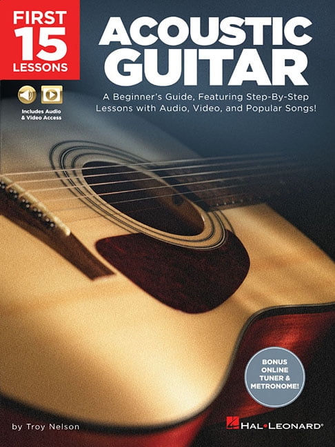 Hal Leonard Acoustic Guitar First 15 Lessons Beginner Guide (Paperback, 32 Pages) usfrk