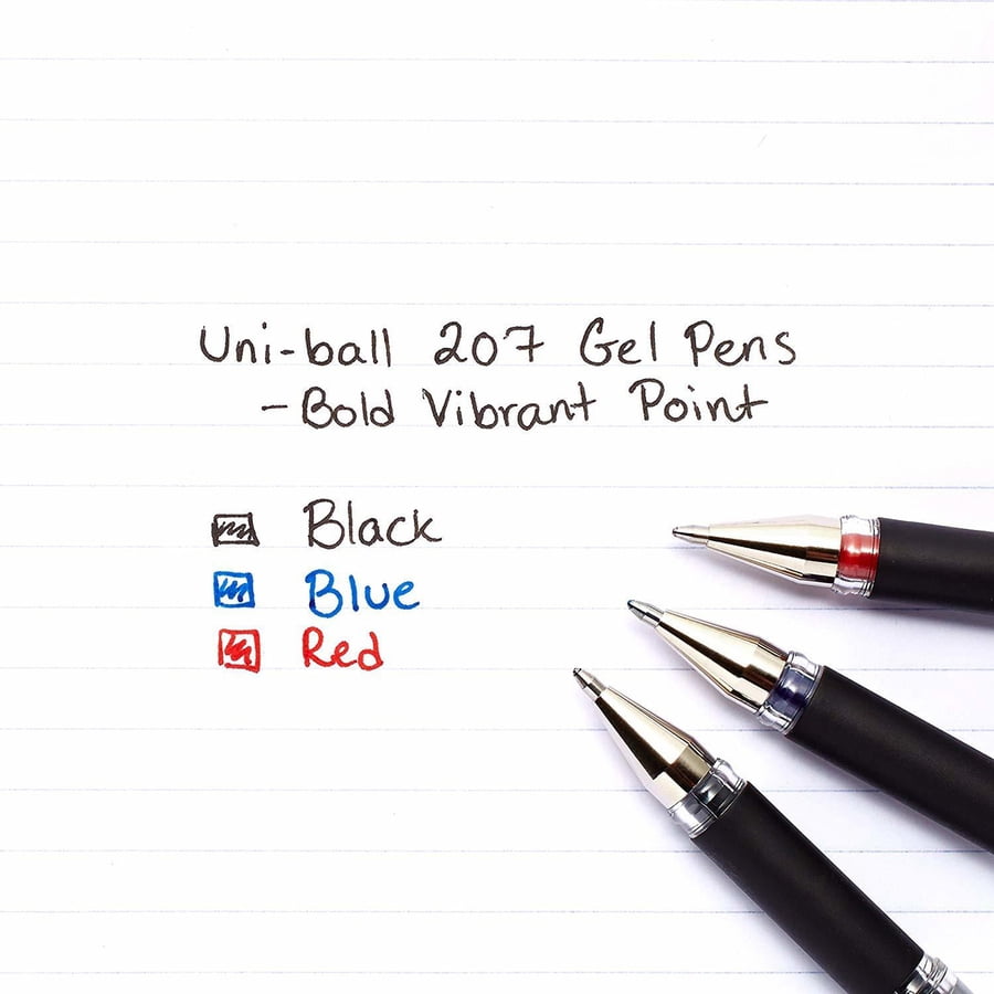 Uni-ball 207 Impact Gel Pens, Bold Point, Quick-Drying Ink (Black, 12 Pack) wpl0o