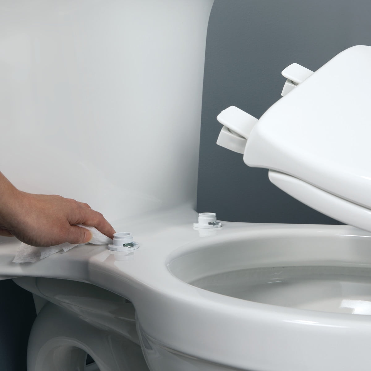Mayfair Lift-Off Round Enameled Wood Toilet Seat with Stay-Tite Fastening System (White, Round) arpbv