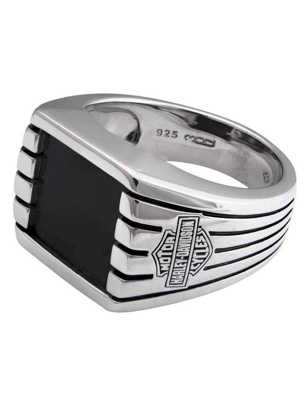Harley-Davidson Men's Bar & Shield Stainless Steel Ring (Silver, Size 16) 1r3hh