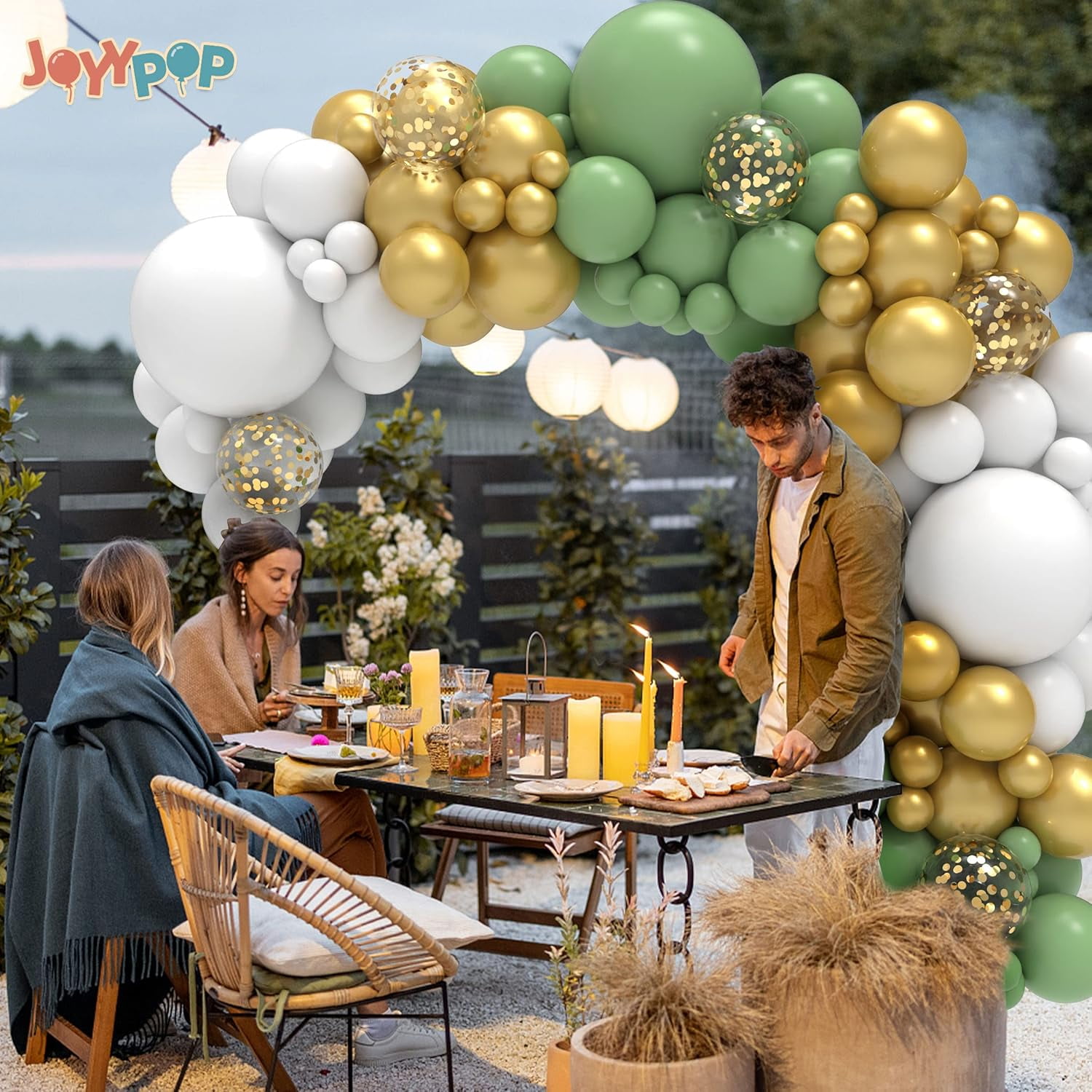 JOYYPOP Sage Green Balloon Garland Arch Kit (Sage Green, 129 Piece Set) bnk0n