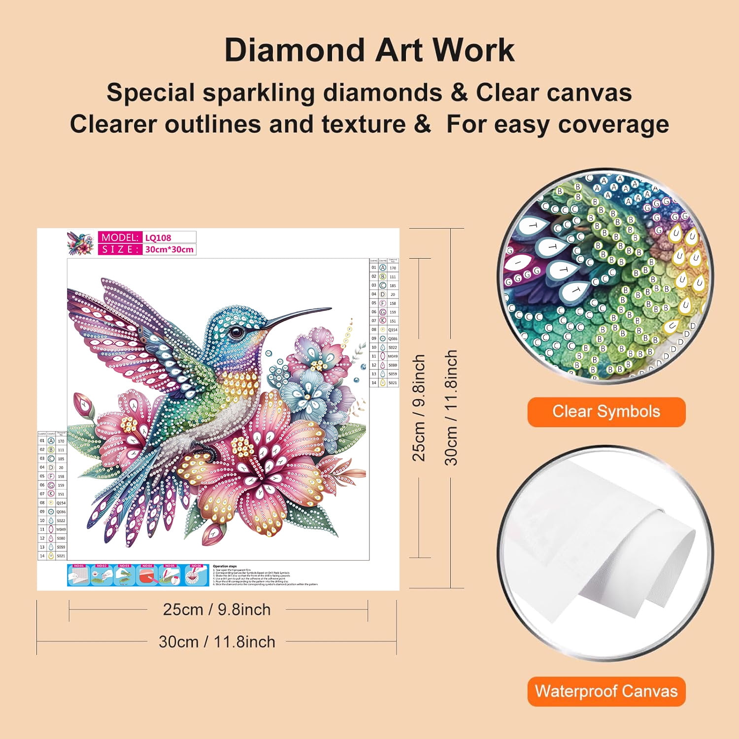 SINKOO Hummingbird Diamond Painting Kit for Adults, 5D Full Drill DIY Art Craft Set for Home Wall Decor (12 in x 12 in) bkxd2