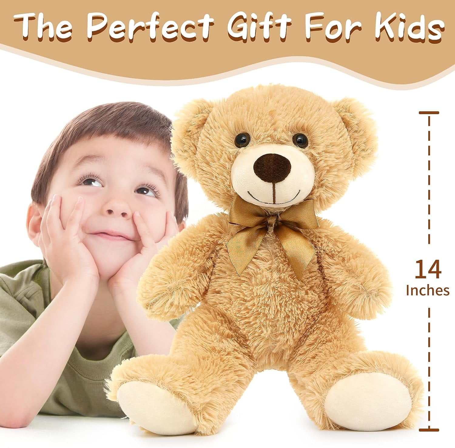 MaoGoLan 14 in Teddy Bear Stuffed Animals Bulk Plush Toy Set (Brown, 12 Pack) 9gu19