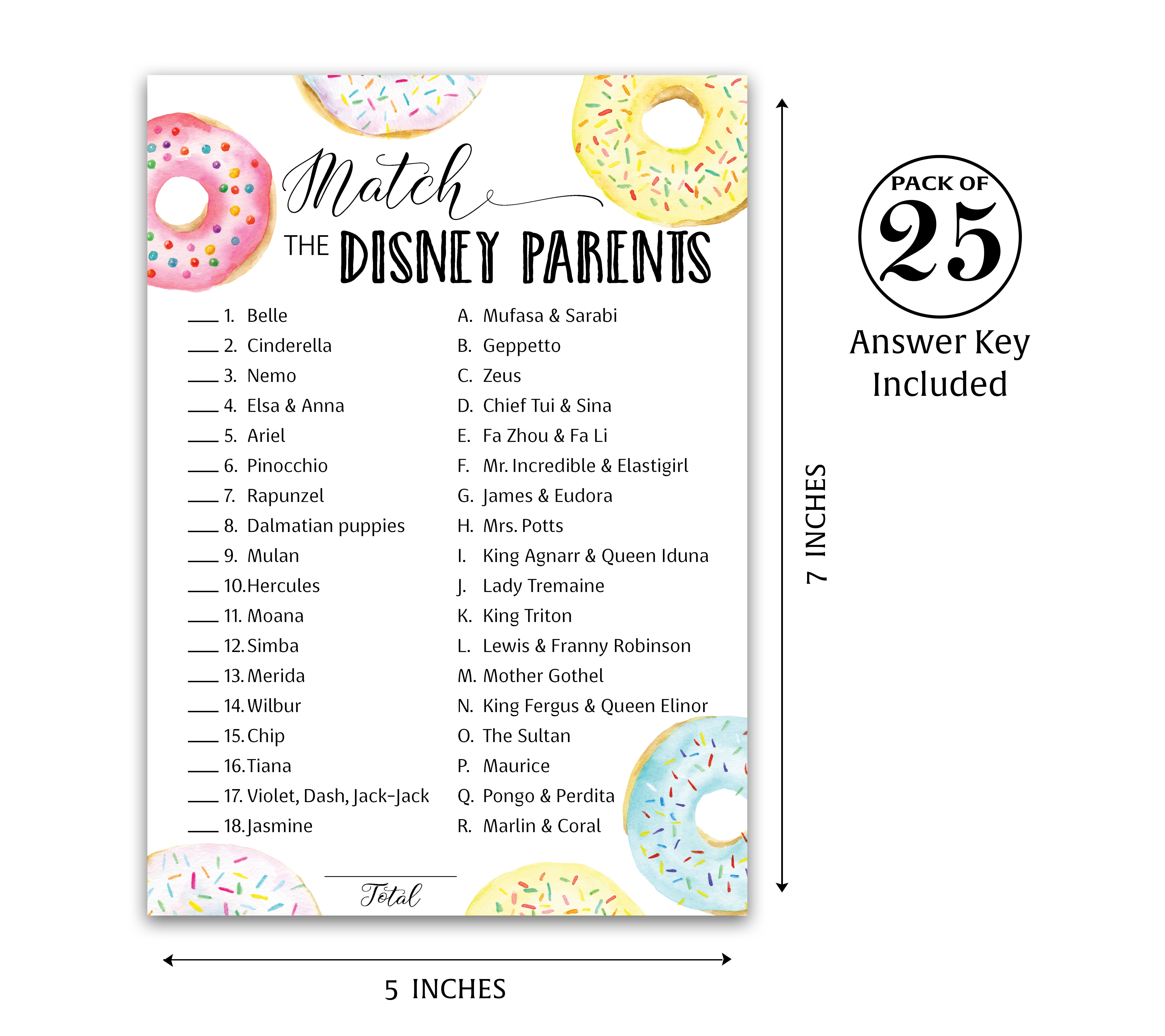 Roseum Collections Cartoon Parent Match Baby Shower Game (Pink, 25 Pack, 5 in x 7 in) z4kk7