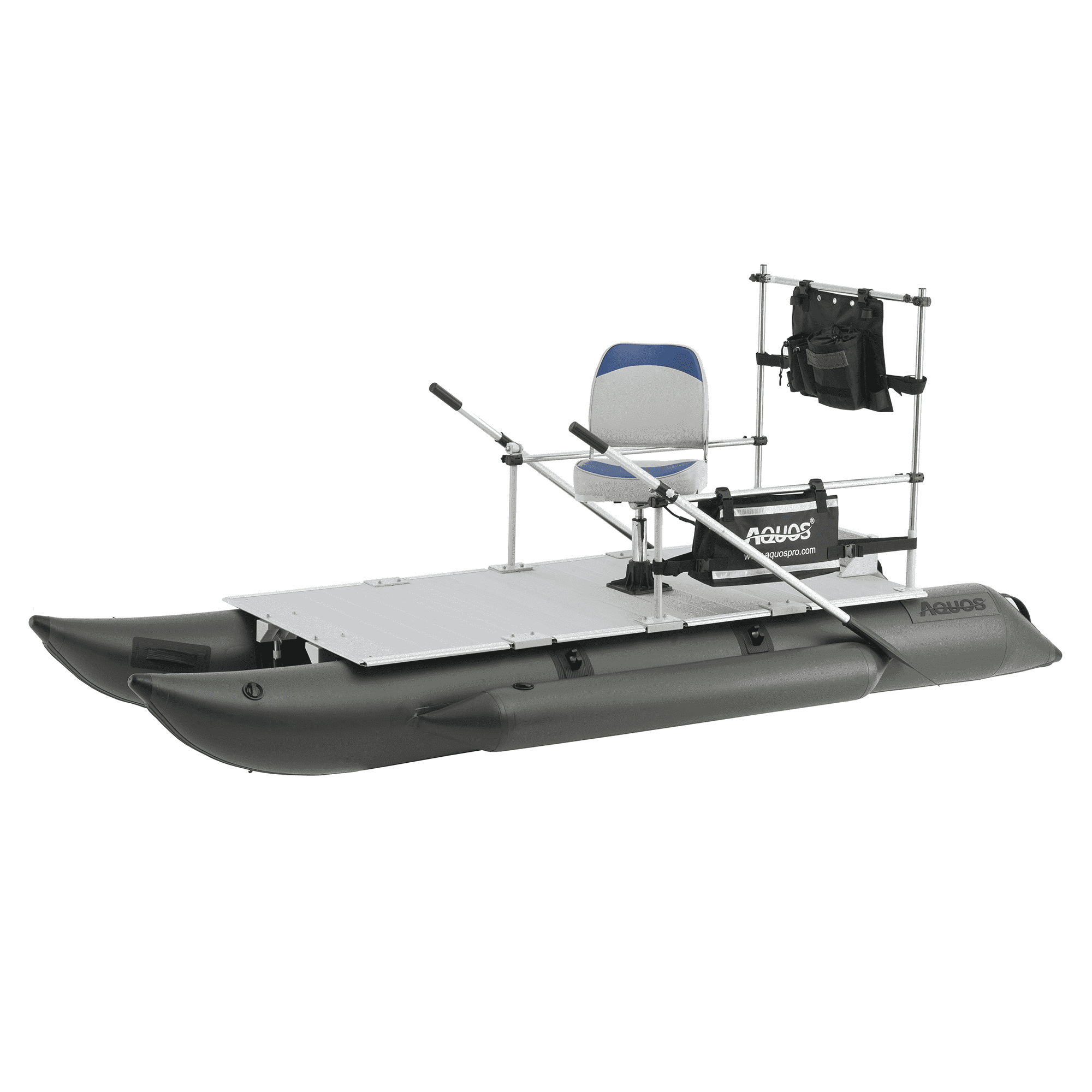 AQUOS Heavy-Duty Inflatable Pontoon Boat for Fishing with Stainless Steel Guard Bar and Folding Seat (11.5 ft) 30otv