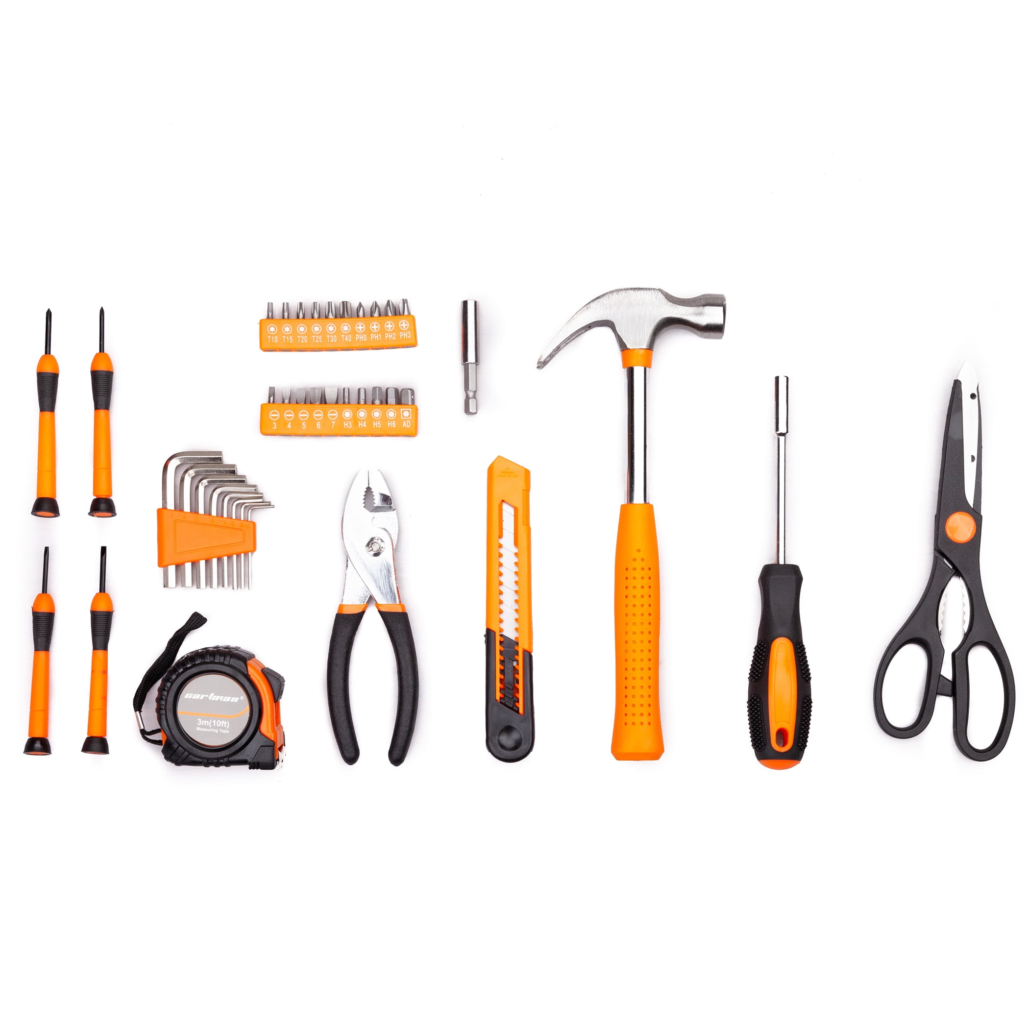 CARTMAN 39-Piece Household Hand Tool Set with Portable Storage Case (Orange, 39-Piece) f9moo