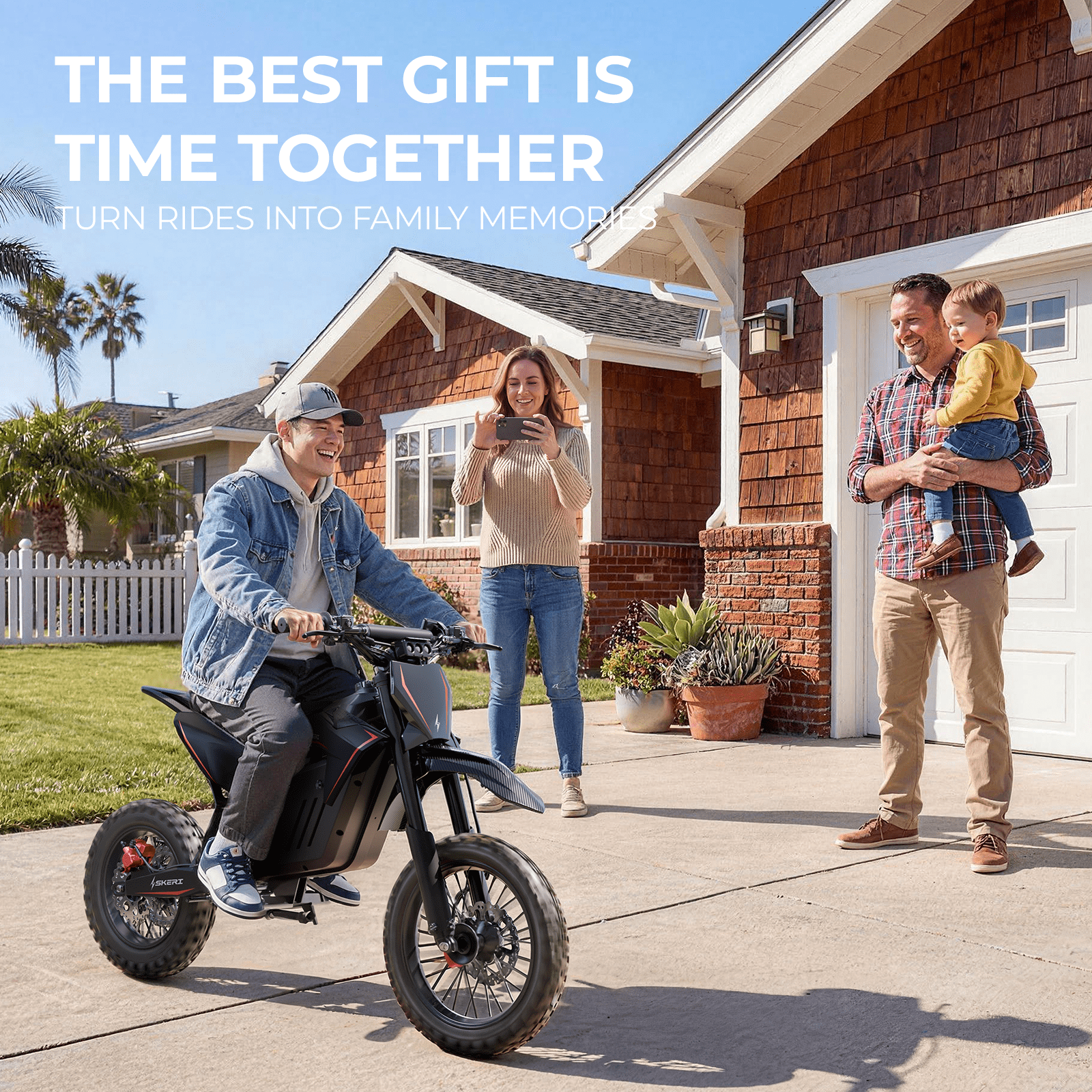 Skeri Electric Dirt Bike for Teens and Adults, Off-Road Motorbike with 3200W Peak Motor and 37MPH Top Speed (Black, 14 in/12 in) xwt84