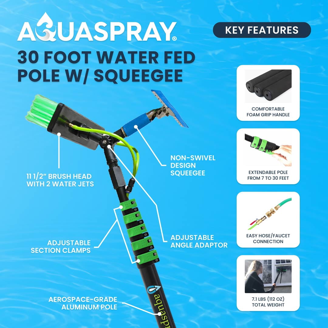 EquipMaxx Telescopic Water Fed Pole Kit for Window and Solar Panel Cleaning (30 ft) wll8x
