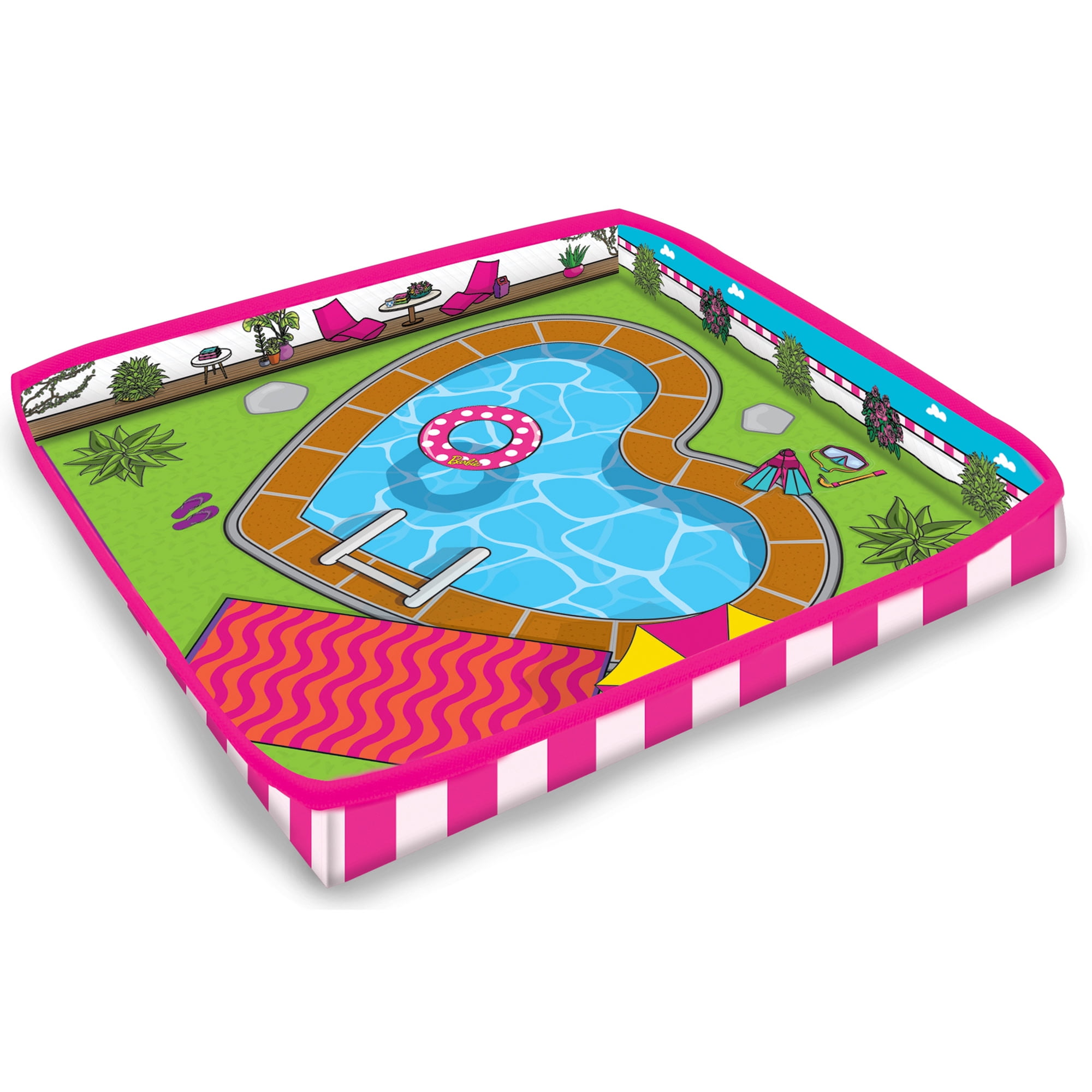 Tara Toys Barbie Dreamhouse ZipBin Toy Storage Box and Playmat (Pink, 12 in x 12 in x 12 in) kvyr5