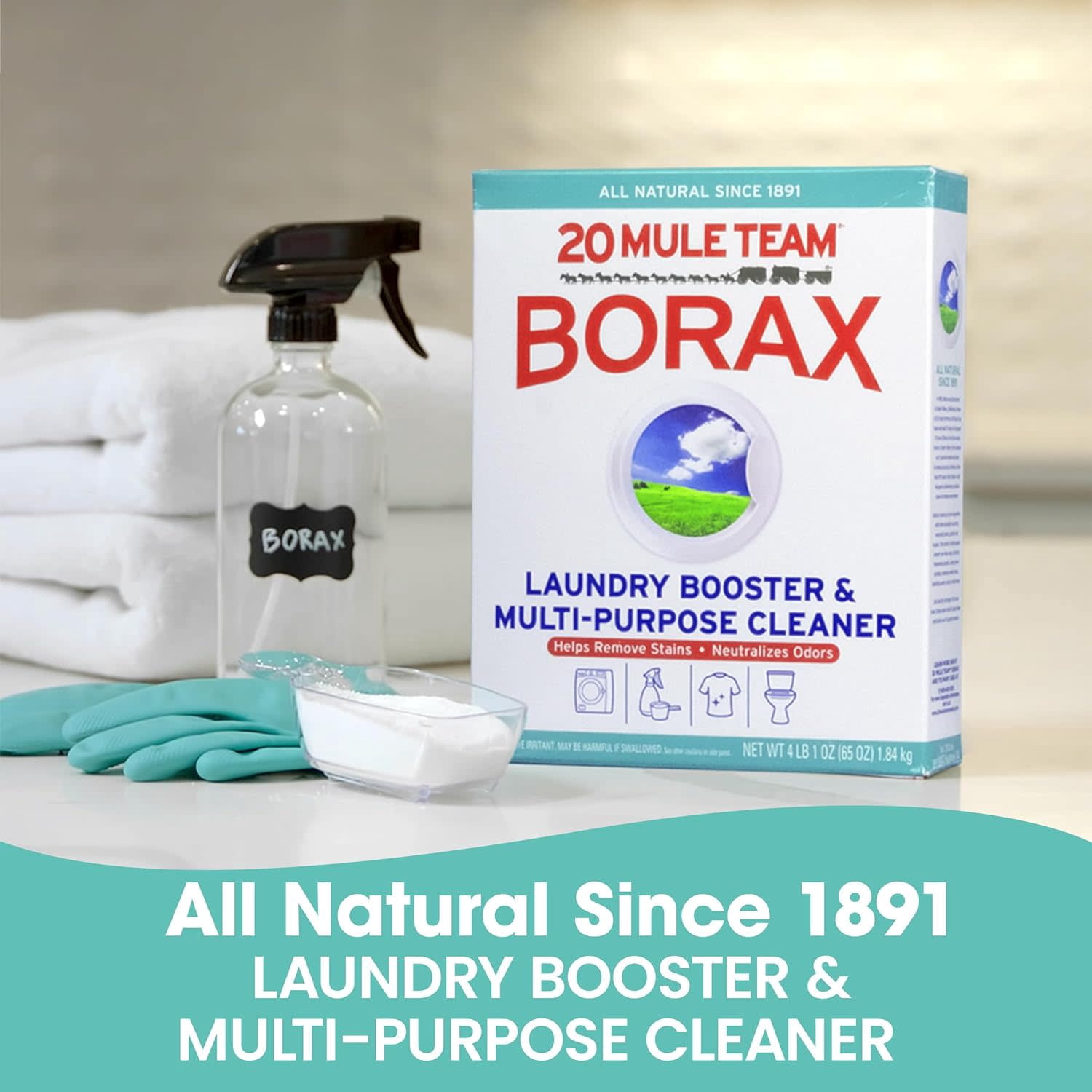 20 Mule Team Borax All Natural Laundry Booster and Multi-Purpose Household Cleaner (65 oz) 19mou