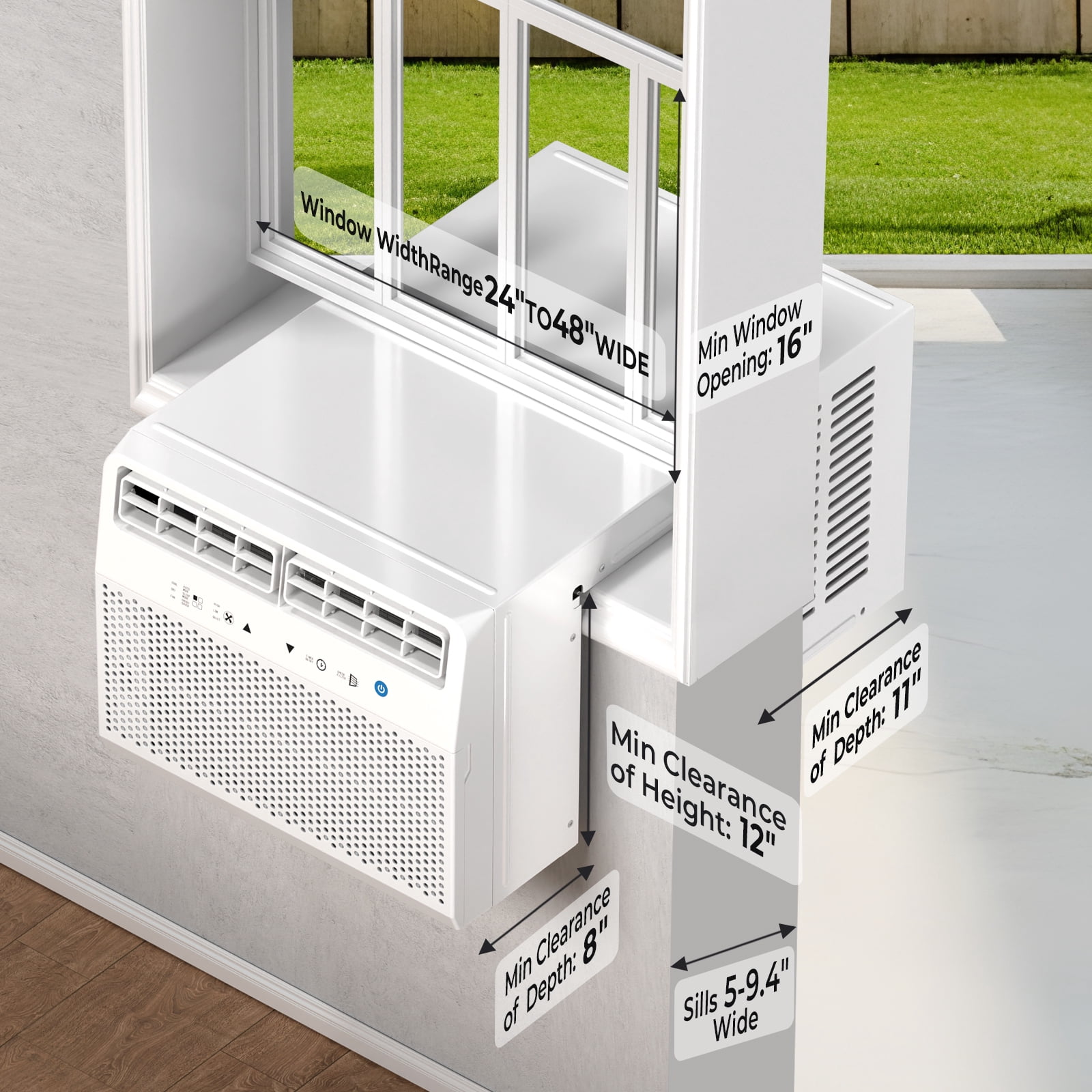 WAA 12000 BTU Window Air Conditioner for Rooms Up to 550 sq.ft (White, 23 in to 36 in Width) ig6ki