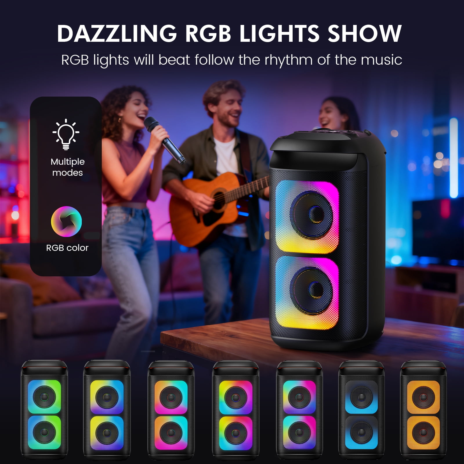 JYX Portable Bluetooth Party Speaker System with Dual Microphones and Remote Control (Black, 40W) yj1lj