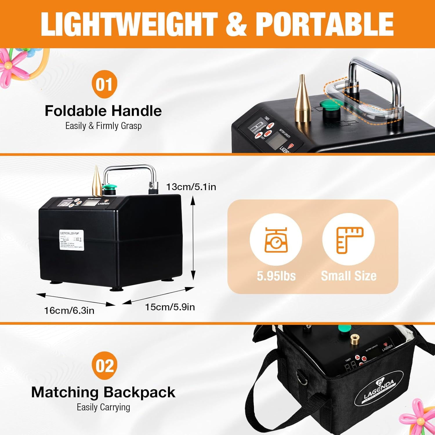 Lagenda B231 Electric Balloon Inflator Pump with Digital Timer for Party Decoration (Black, 1 Unit) 94khm