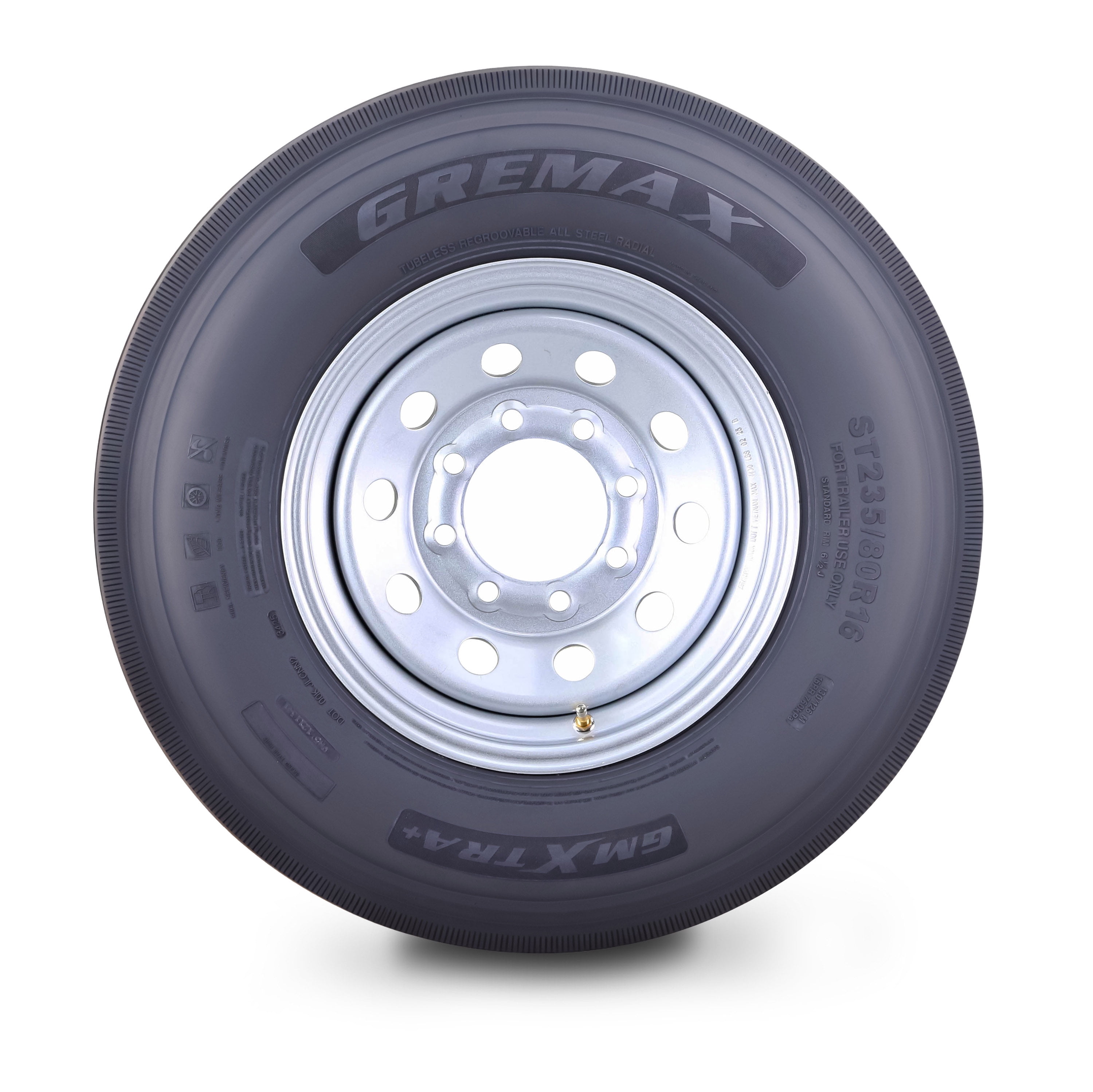 Gremax ST235/80R16 All Steel Trailer Tire and Wheel Assembly (Silver, 2-Pack) wqcil