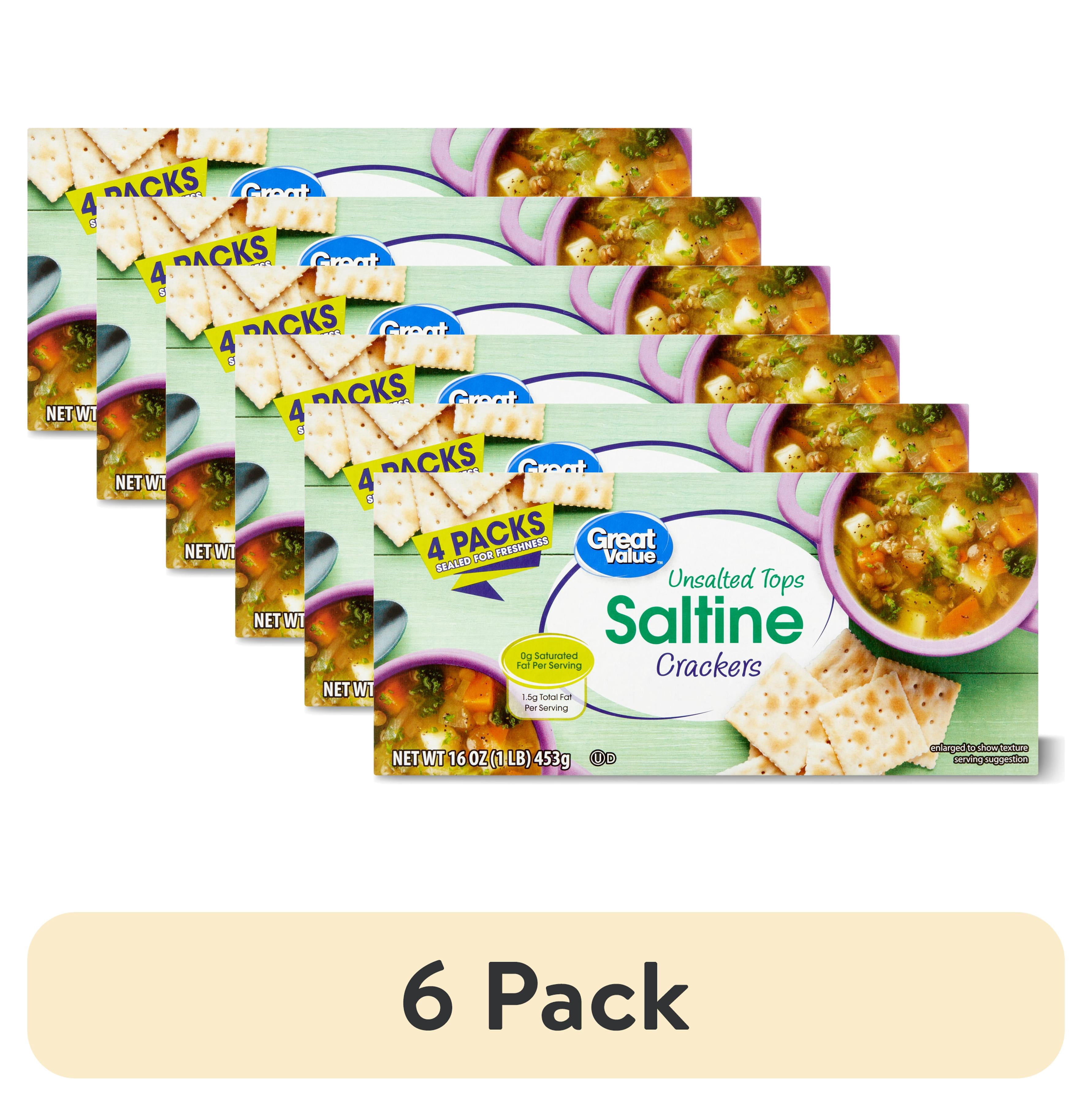 Great Value Unsalted Tops Saltine Crackers (Crispy, Oven-Baked) (6 Pack, 16 oz) i4m7n