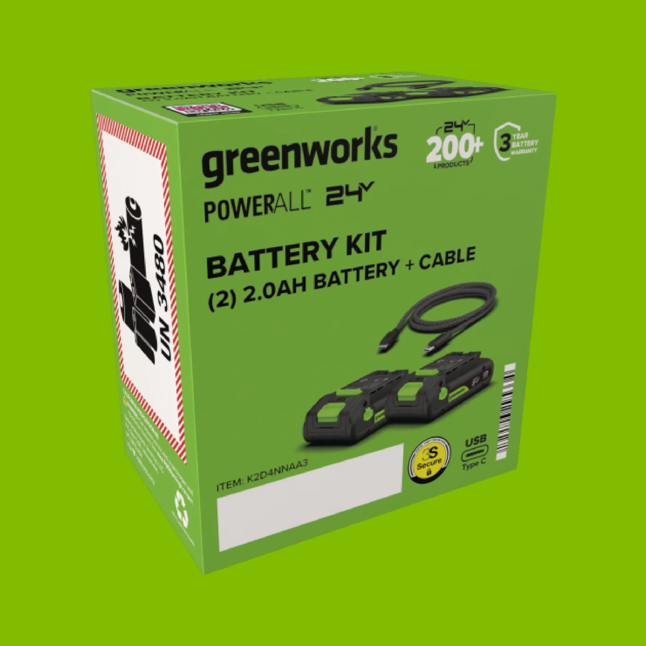 Greenworks PowerAll 24V Lithium-Ion Battery (2-Pack, 2.0 Ah) x9924 - Image 5