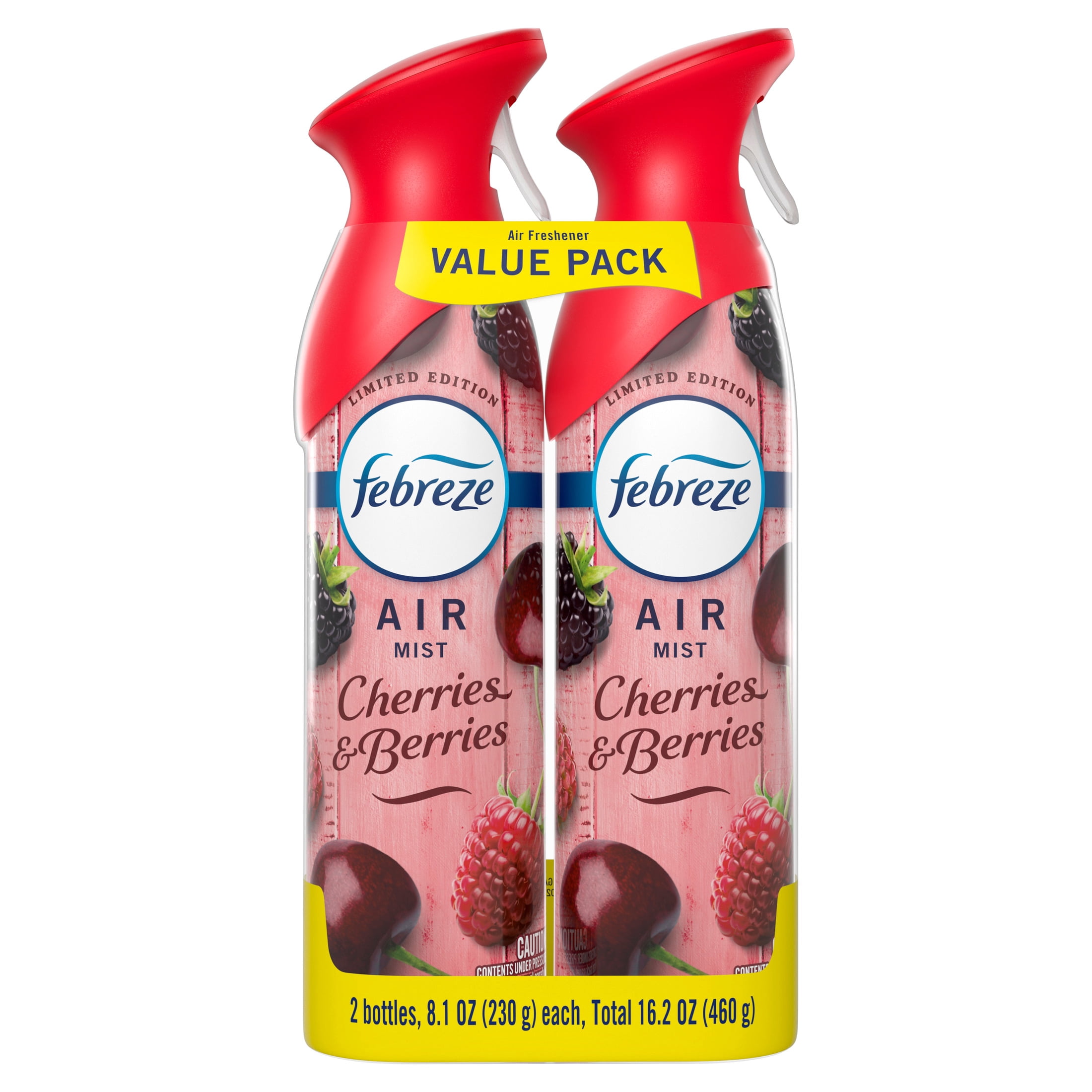 Febreze Air Mist Air Freshener Spray, Cherries & Berries Scent, Odor Eliminator (Cherries & Berries, 16.2 oz, 2 Pack) nve1x