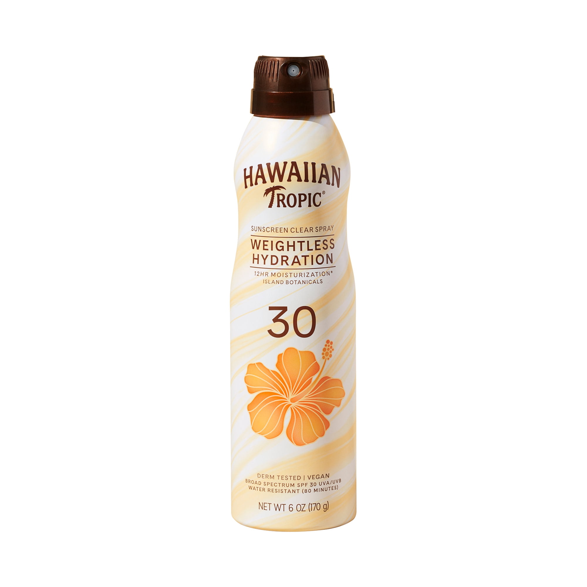 Hawaiian Tropic Weightless Hydration Sunscreen Spray, Broad Spectrum SPF 30 (Clear, 6 oz) j5o8m