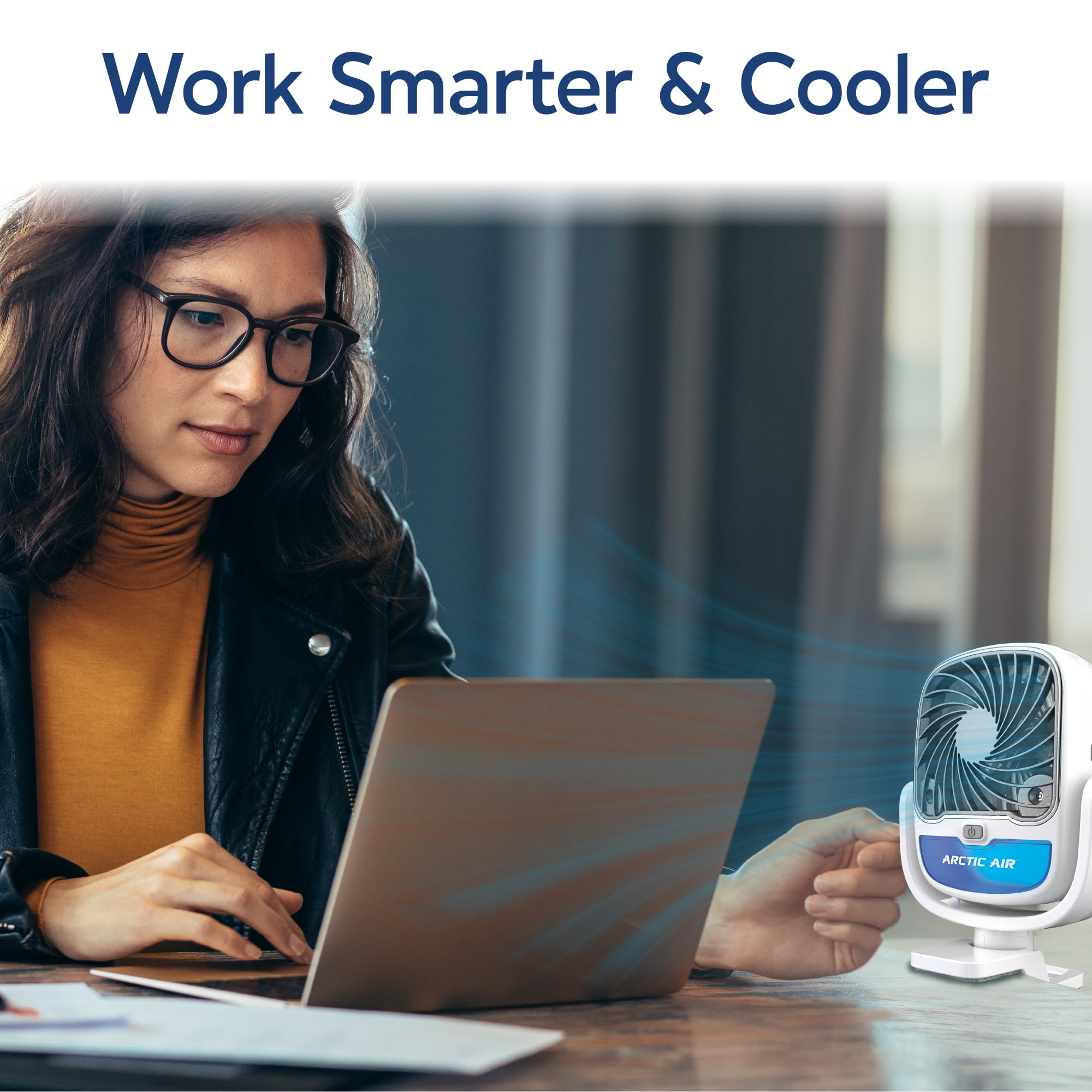 Arctic Air Grip Go Portable Evaporative Air Cooler, Rechargeable Personal Cooling Fan (White, 2.5 in Clamp) 1soy6