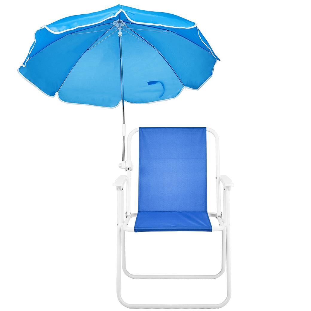 EDOEMSE Folding Beach Chair with Detachable Umbrella (Blue, 265 lb Capacity) 22nk5