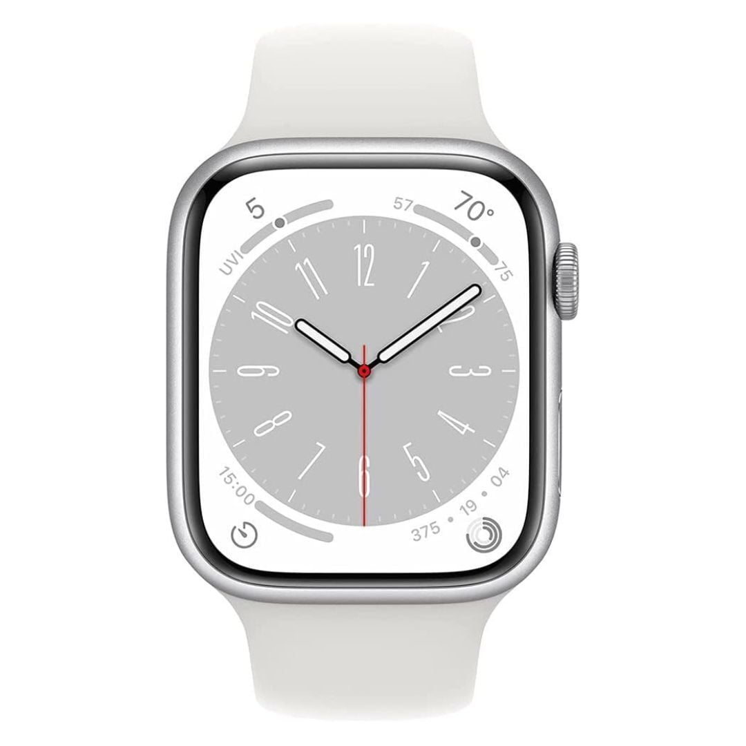Apple Watch Series 8 GPS Smartwatch (Silver Aluminum, White Sport Band, 41mm) gotc8