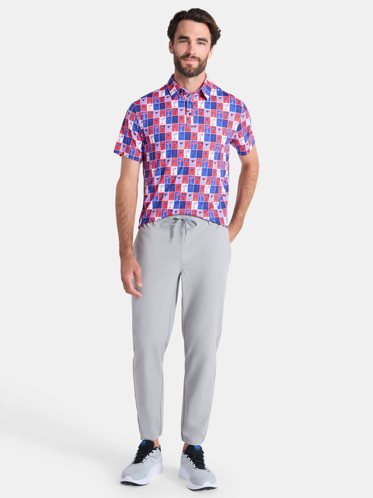 Birdie Bound Men's Cocktails Print Polo Golf Shirt (Multi-Color, XS) bttlg