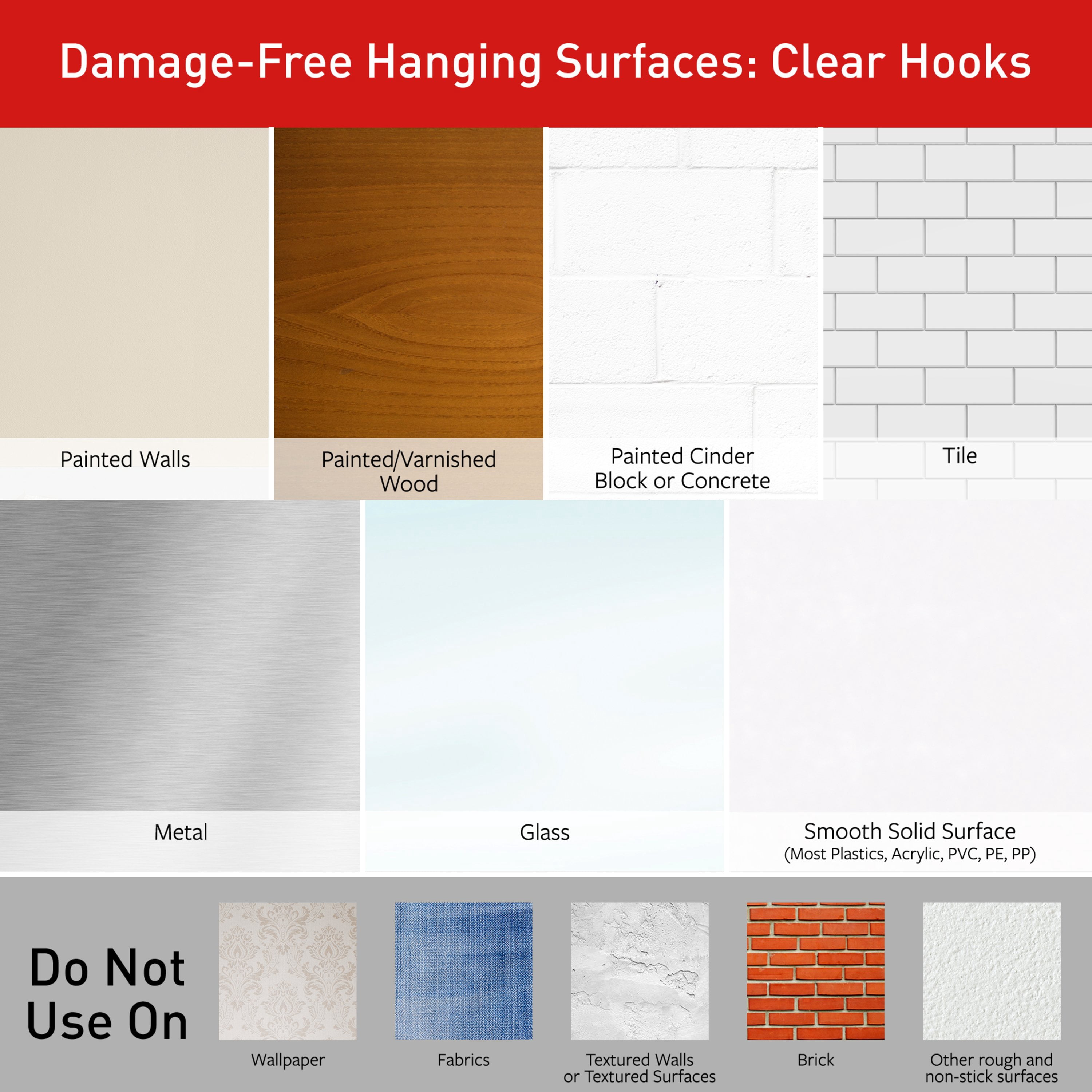 Command Clear Adhesive Hooks for Damage-Free Hanging (Clear, 60 Count) ey58b
