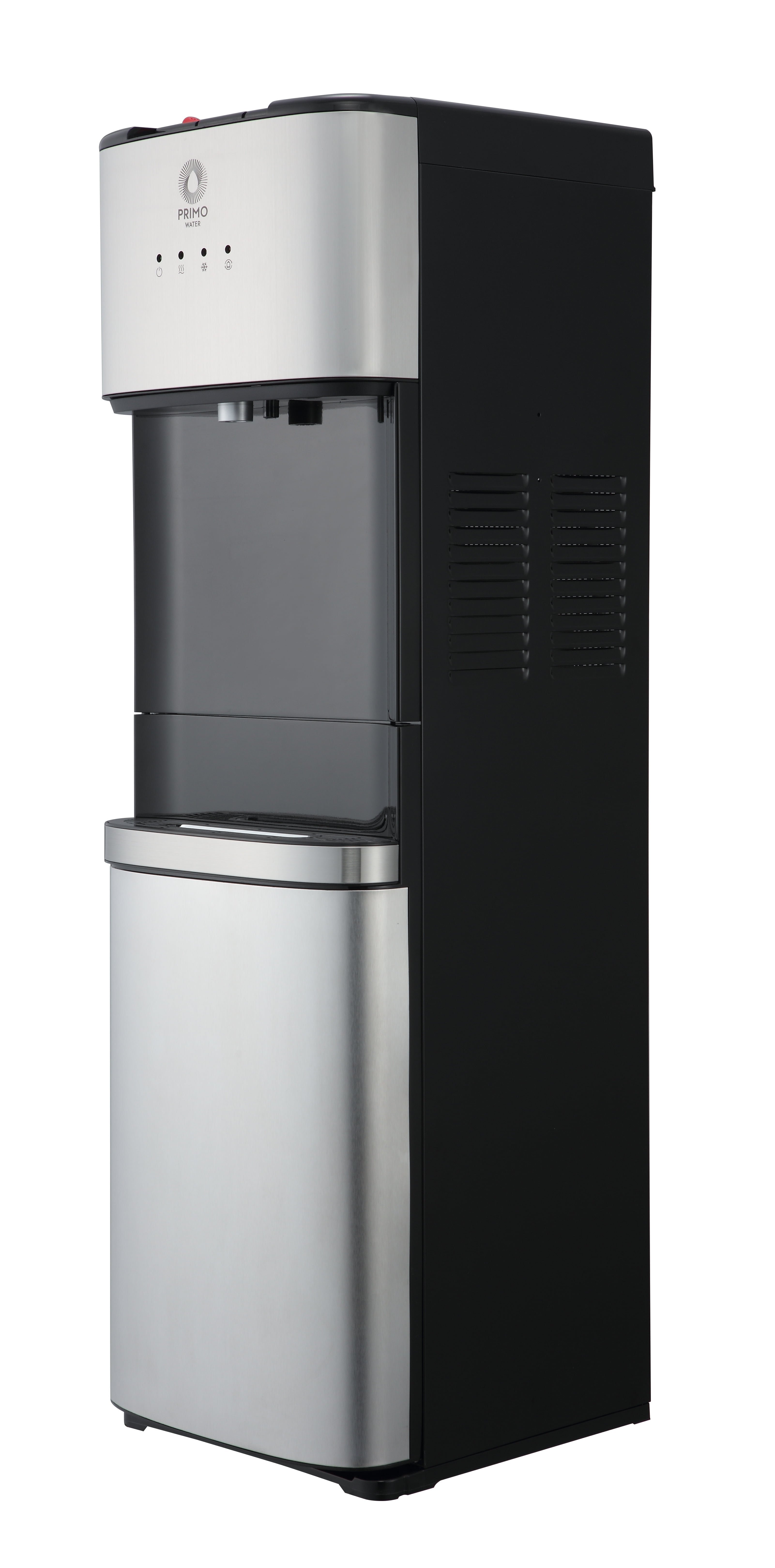Primo Deluxe Bottom Load Water Dispenser, Hot Cold and Room Temperature (Black and Stainless, 5 gal) ay0sy