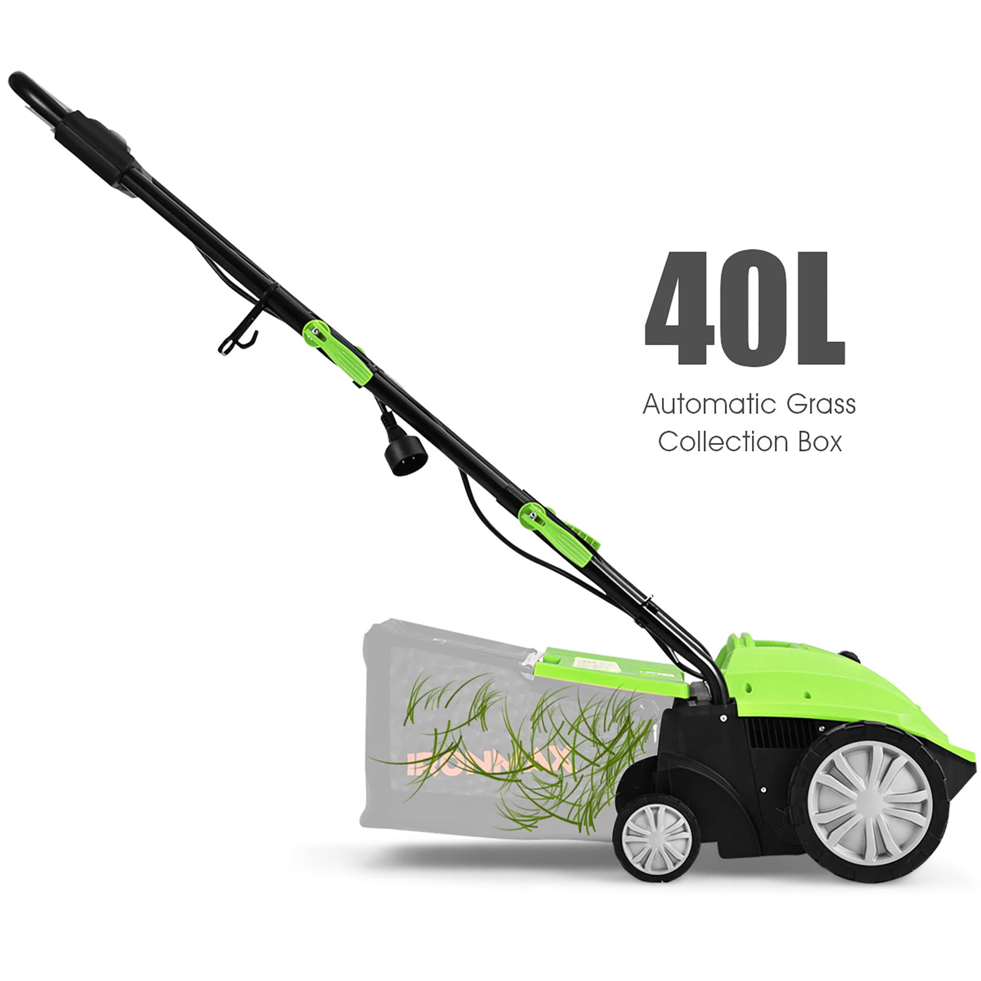 Costway 13-inch 12A Corded Electric Lawn Dethatcher and Scarifier with 11-Gallon Collection Bag (Green) jhsyi