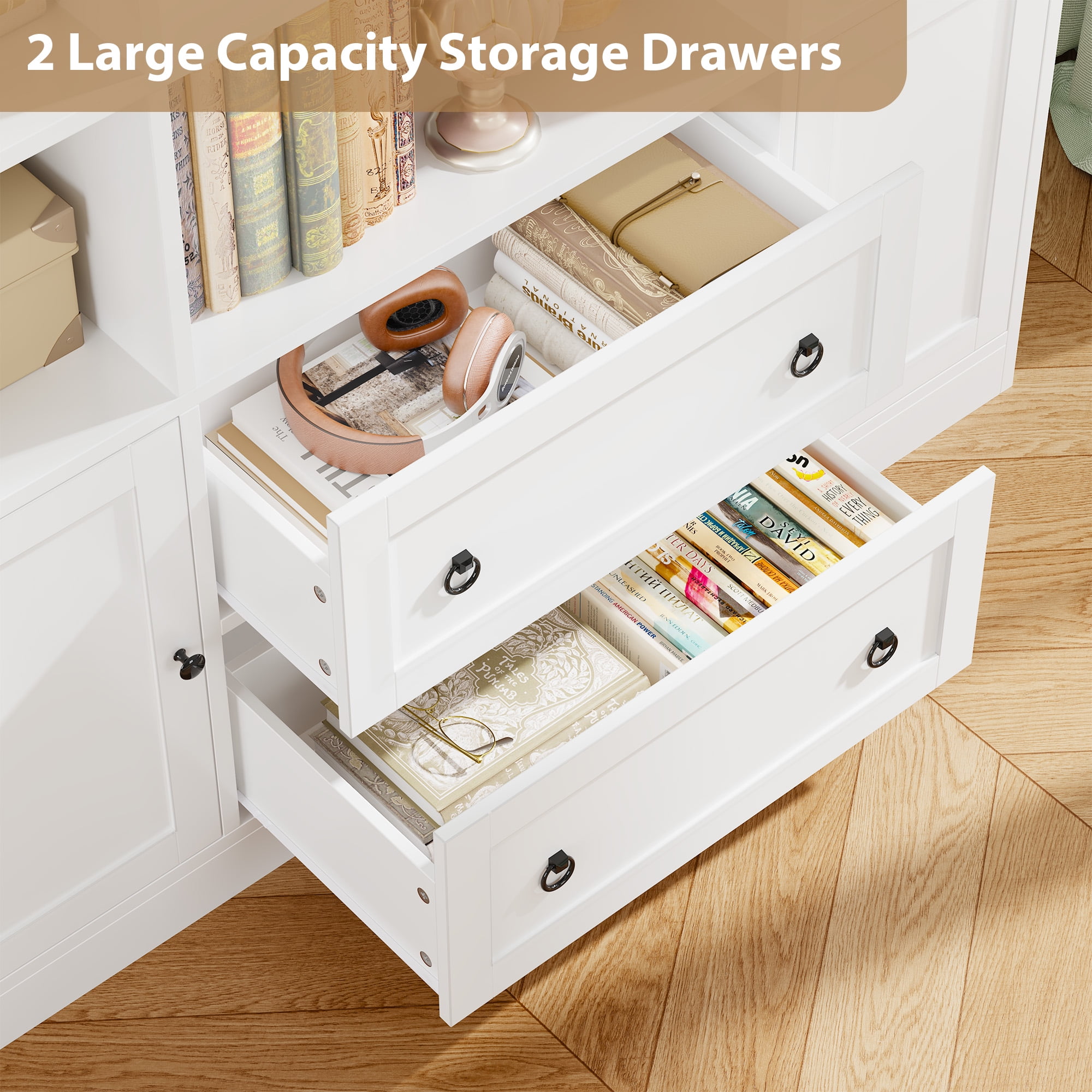 Homfa 12-Cube Tall Bookshelf with Storage Drawers and Doors (White, 71.1 in H x 47.2 in W x 11.8 in D) gkov0
